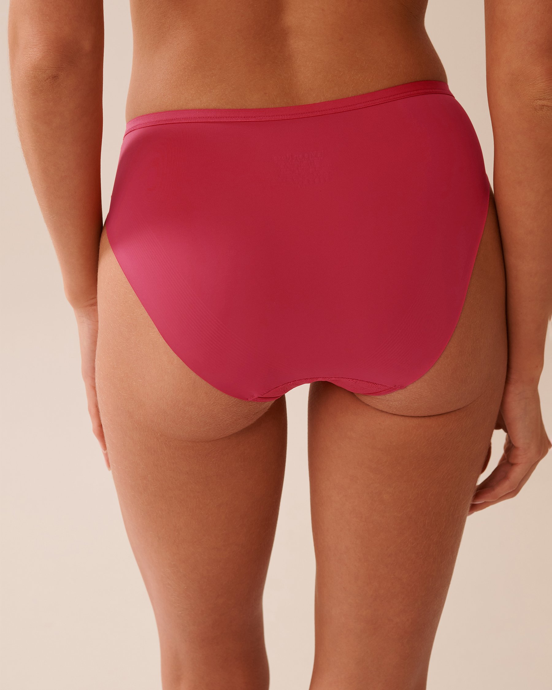 LA VIE EN ROSE Microfiber and Lace Sleek Back Bikini Panty Raspberry Pink 20300414 - View2