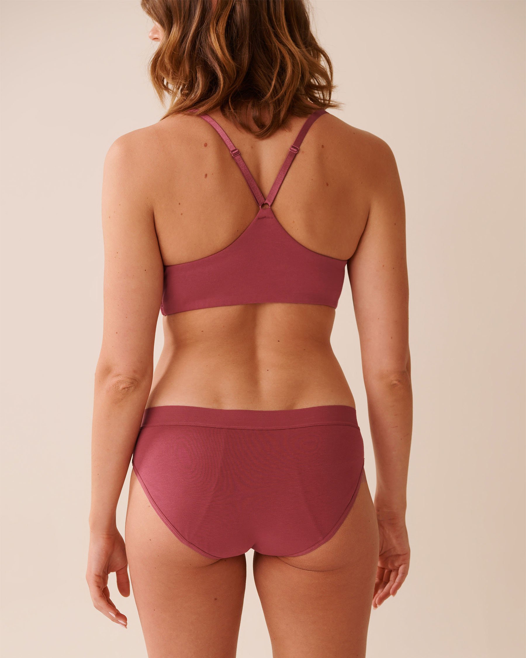 LA VIE EN ROSE Culotte menstruelle coupe bikini coton bio absorption régulière Rouge framboise 20400023 - View2