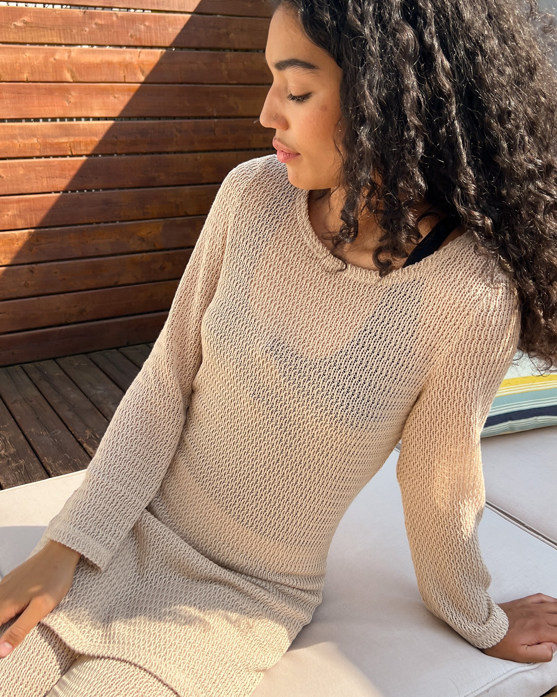 LA VIE EN ROSE AQUA Tunique manches longues en crochet Sable chaud 80400069 - Voir6