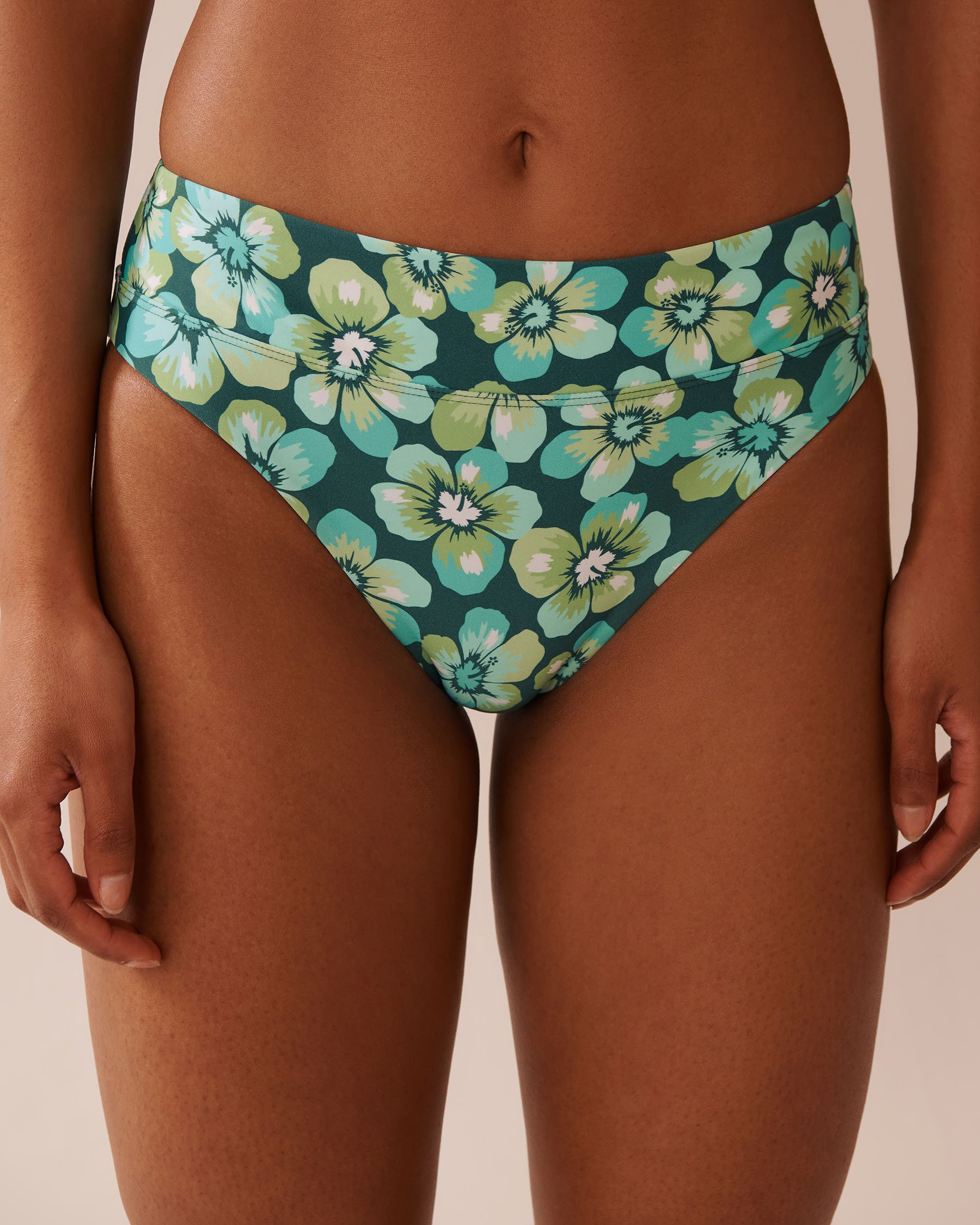 LA VIE EN ROSE AQUA AQUA FLORA Recycled Fibers Mid Waist Brazilian Bikini Bottom Aqua Flora 70300747 - View6