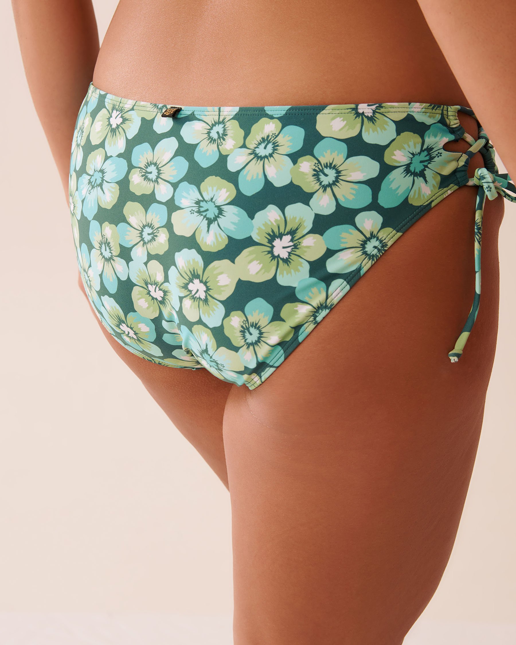 LA VIE EN ROSE AQUA AQUA FLORA Recycled Fibers Cross-Tie Bikini Bottom Aqua Flora 70300746 - View2