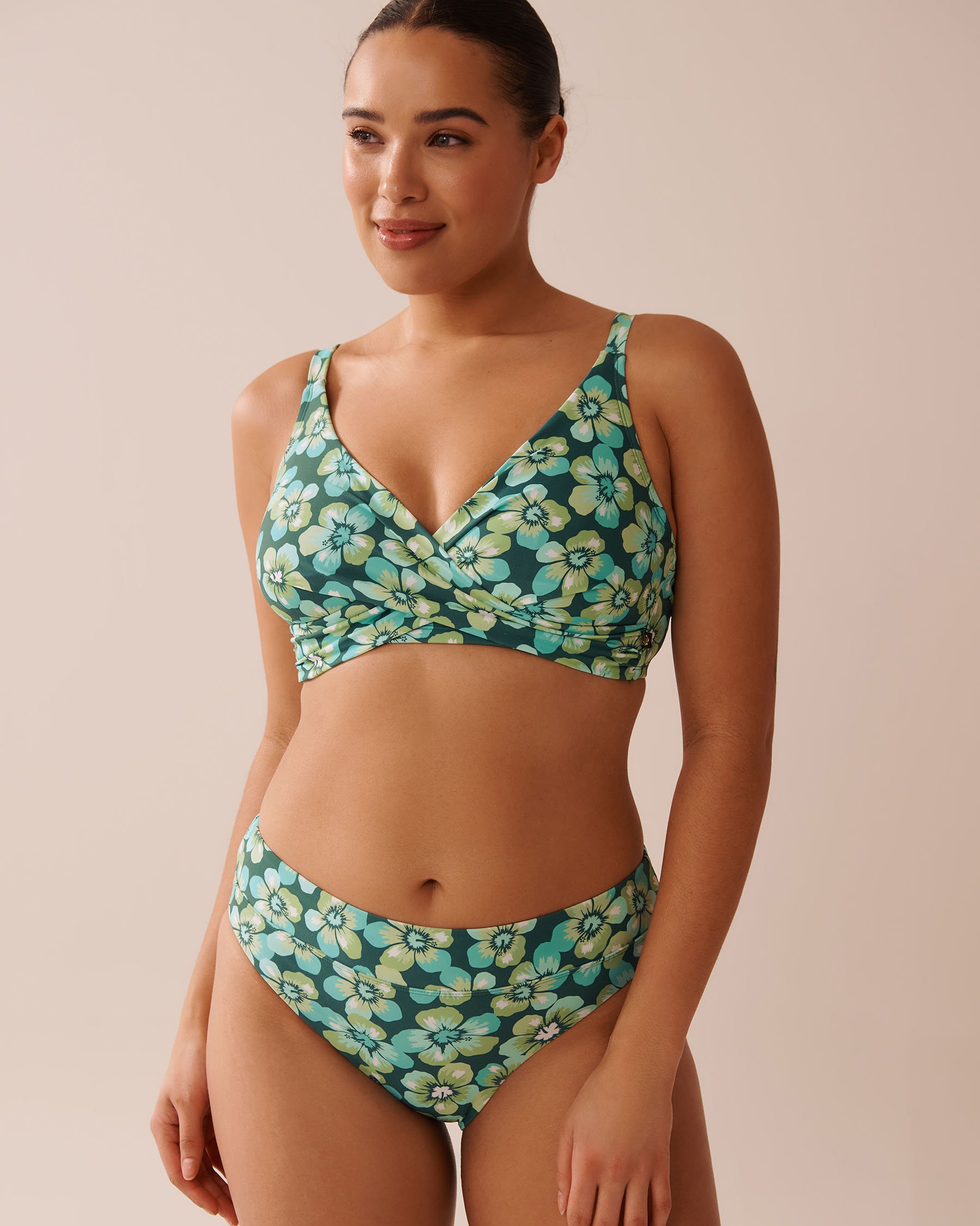 LA VIE EN ROSE AQUA AQUA FLORA Recycled Fibers Mid Waist Brazilian Bikini Bottom Aqua Flora 70300747 - View5