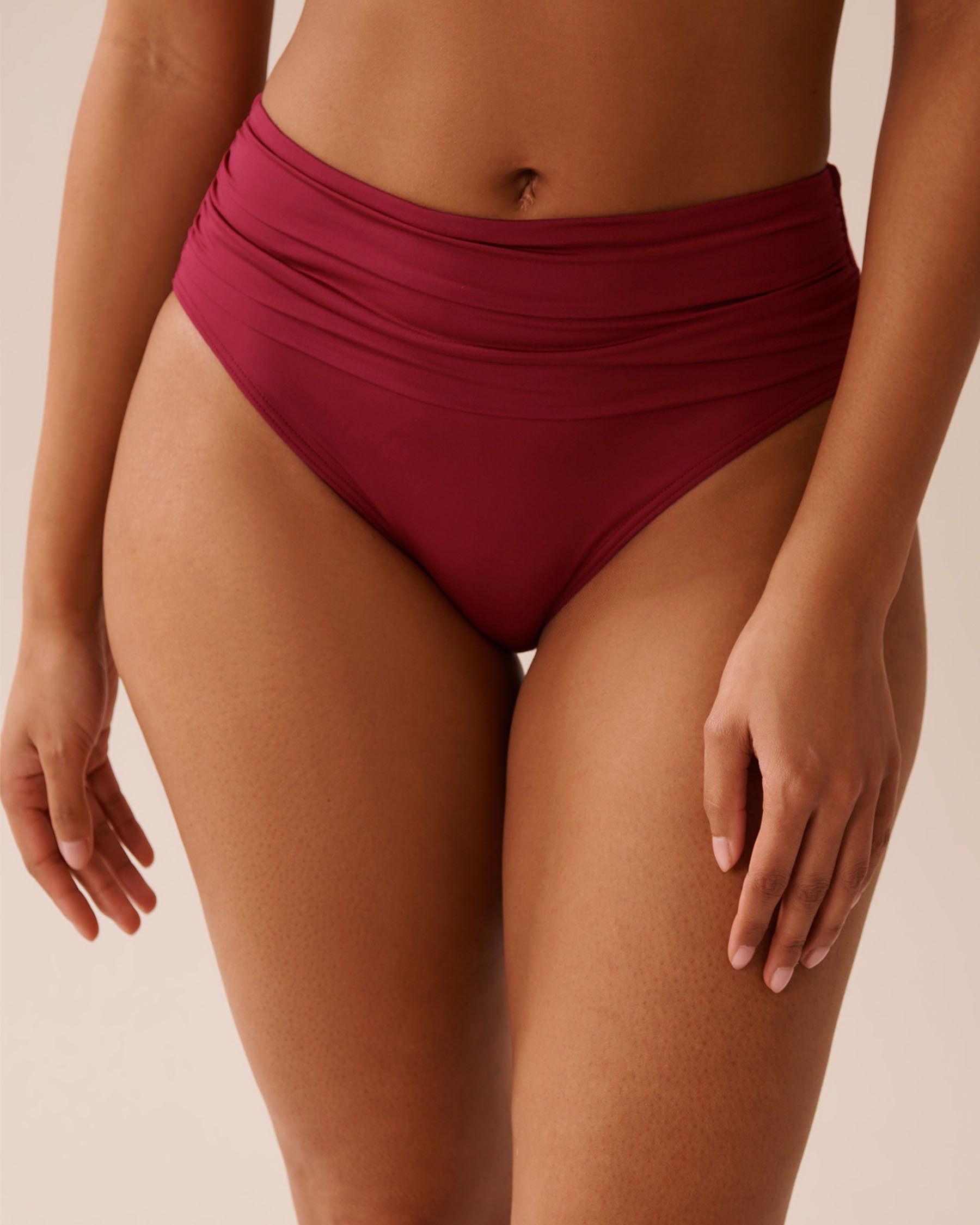 LA VIE EN ROSE AQUA DEEP RED Draped Mid Waist Bikini Bottom Deep Red 70300751 - View1