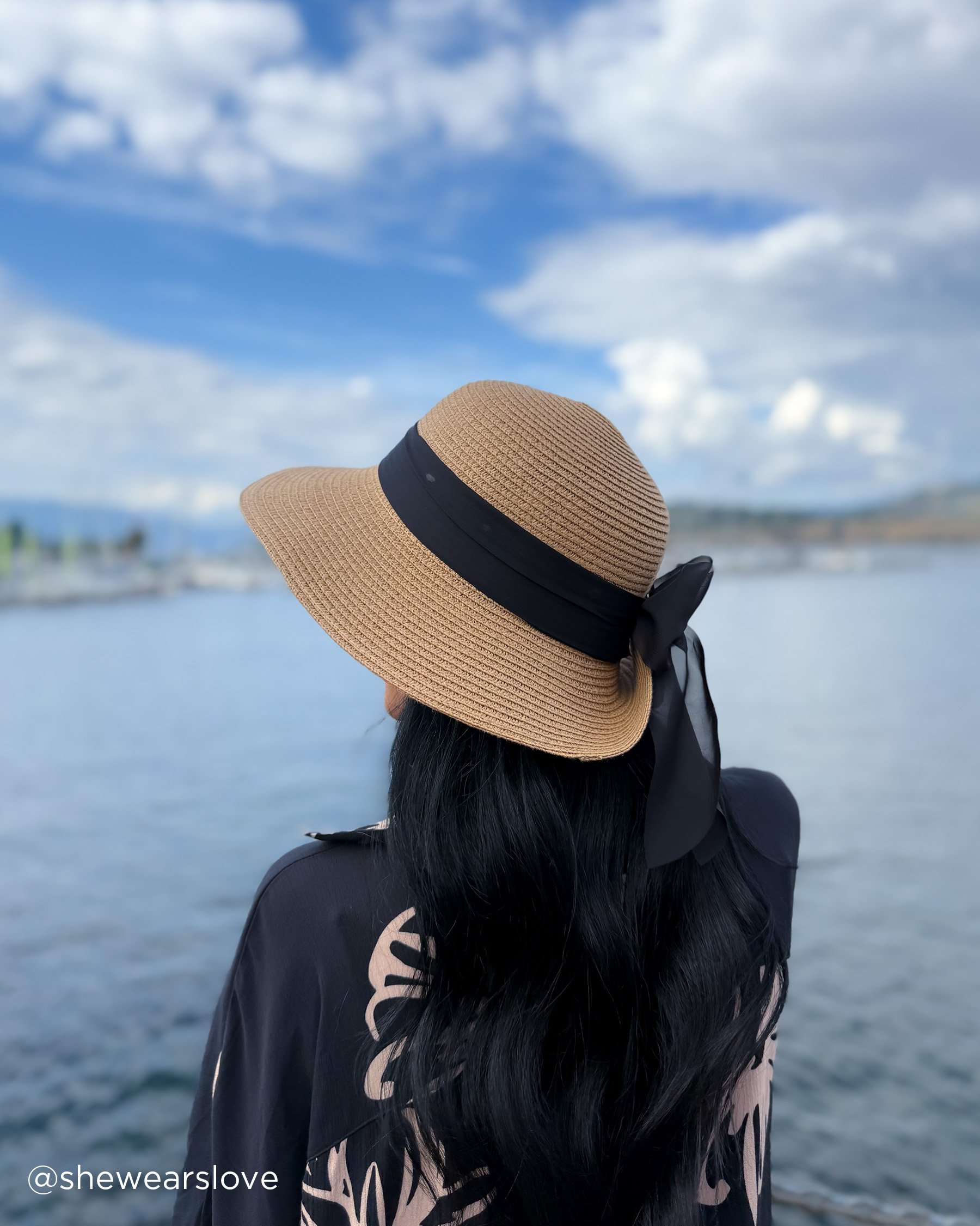 LA VIE EN ROSE AQUA Chapeau cloche avec ruban Paille 80500108 - Voir4