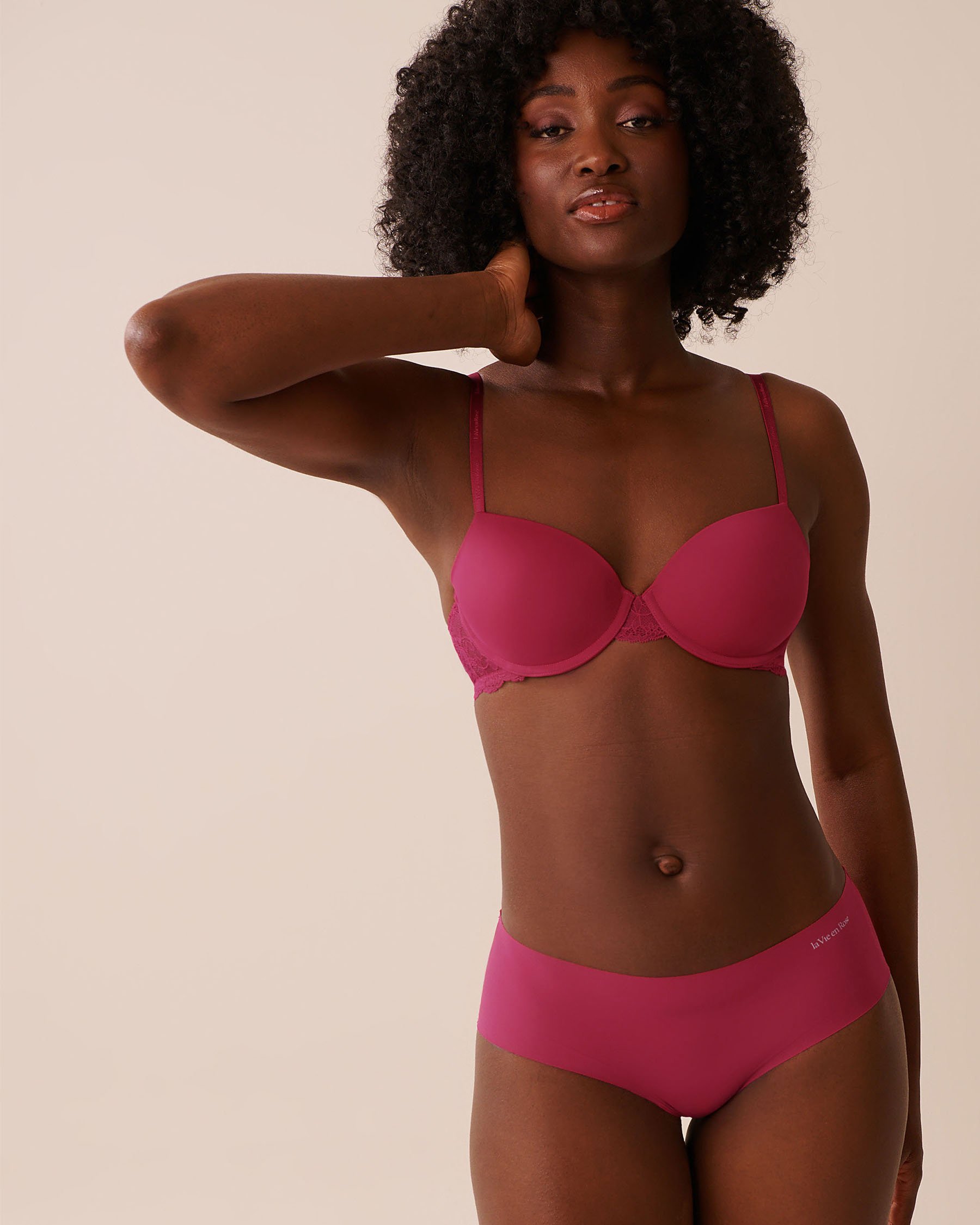LA VIE EN ROSE Soutien-gorge doublure légère demi-buste Rose framboise 10200508 - View1