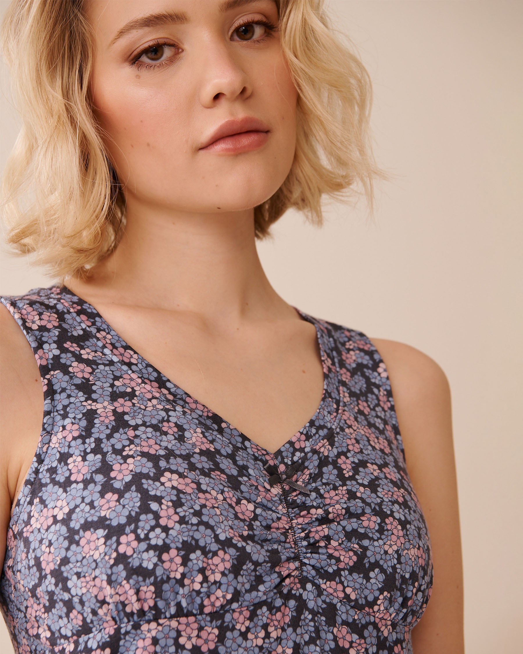 LA VIE EN ROSE Ditsy Floral Print Soft Jersey Cami Mauve Floral 60100156 - View3