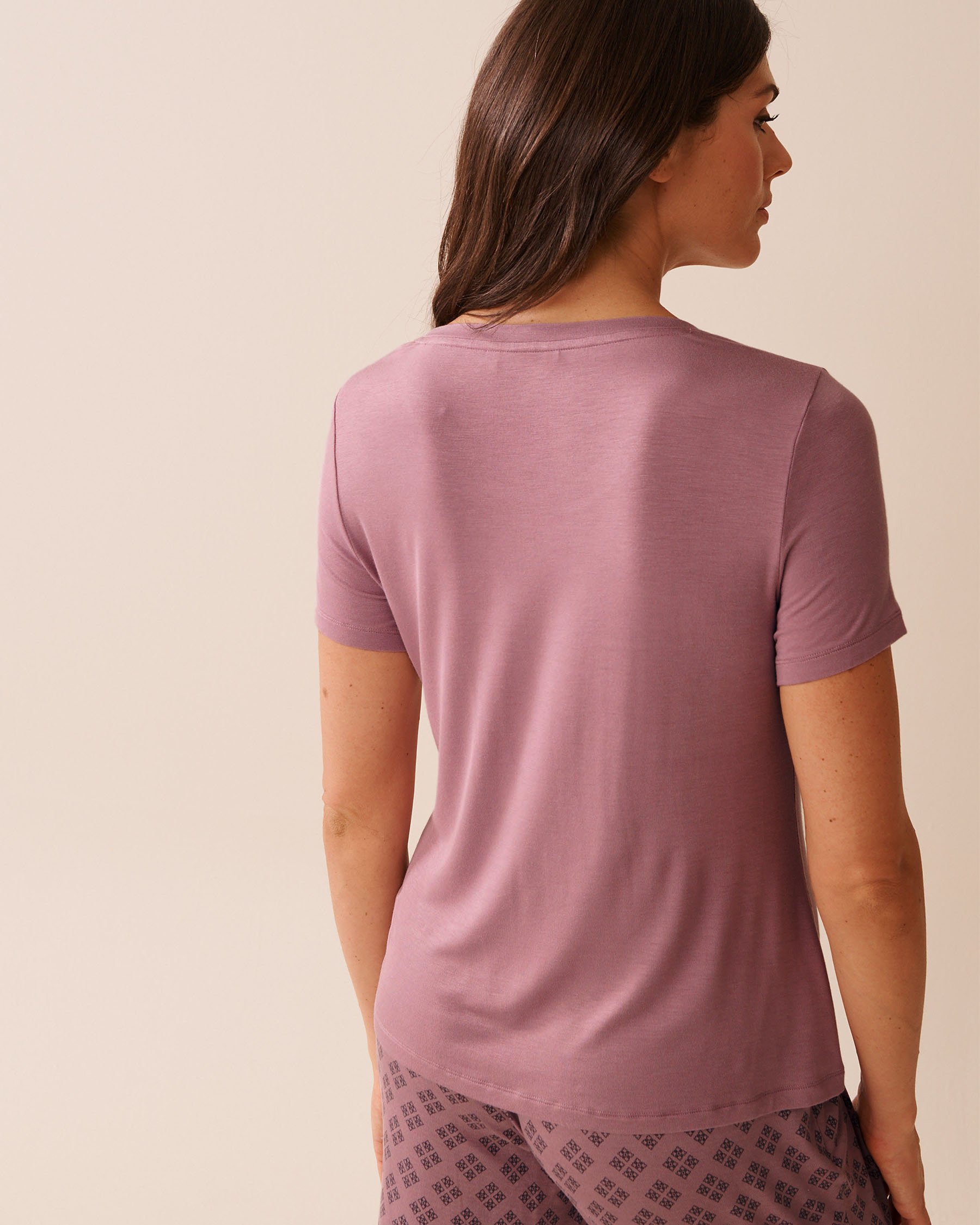 LA VIE EN ROSE Geo Print Soft Jersey Crew Neck T-shirt Mauve Pink 60100159 - View2