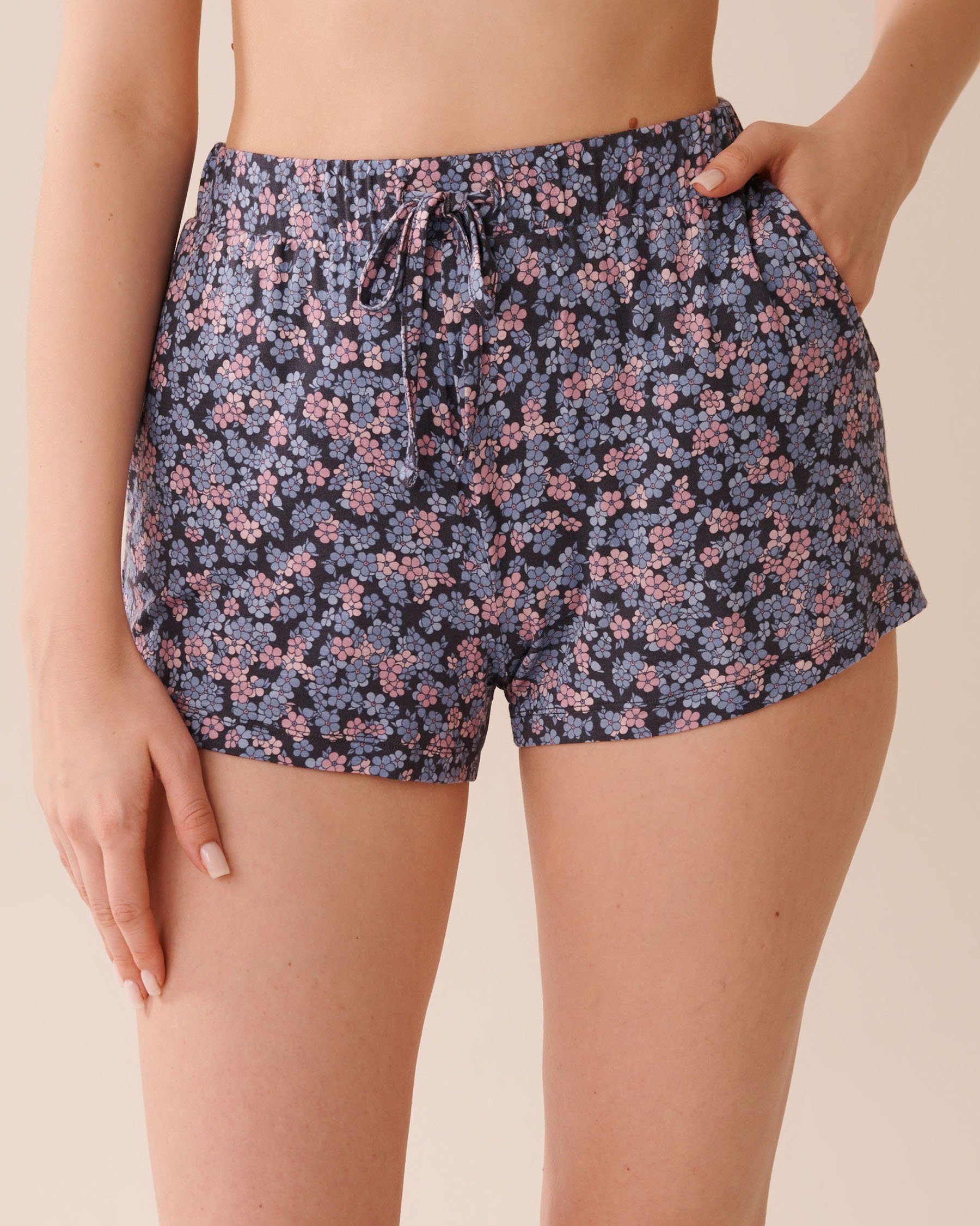 LA VIE EN ROSE Ditsy Floral Print Soft Jersey Pajama Shorts Mauve Floral 60200150 - View1