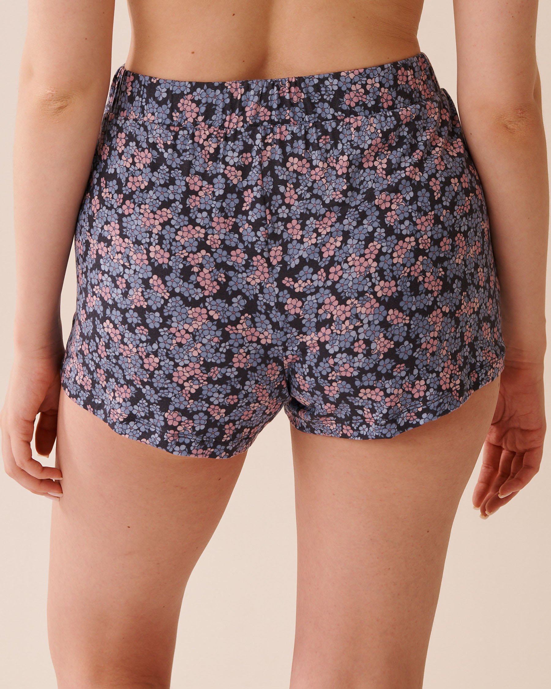 LA VIE EN ROSE Ditsy Floral Print Soft Jersey Pajama Shorts Mauve Floral 60200150 - View2