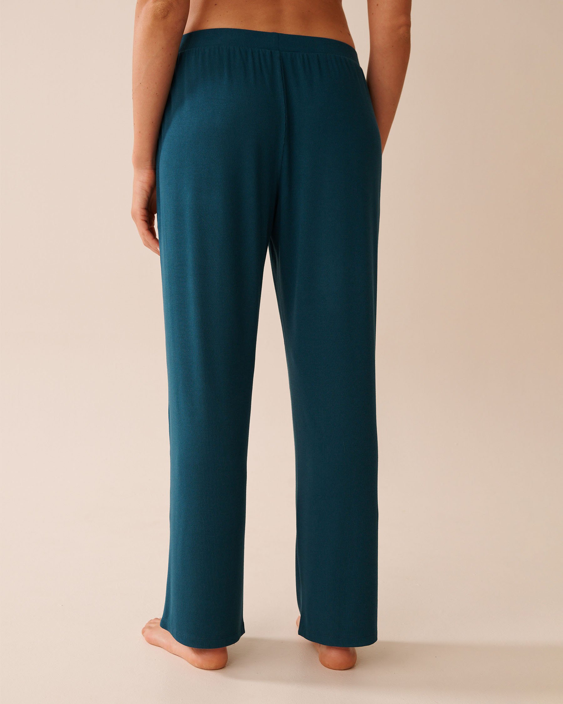 LA VIE EN ROSE Ribbed Modal Pants Dark Cyan 60200146 - View2