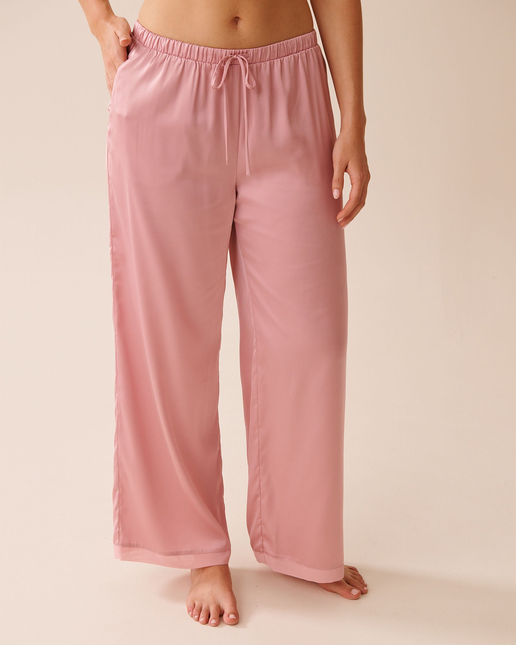 LA VIE EN ROSE Satin and Chiffon Pants Blush Pink 60200143 - View1