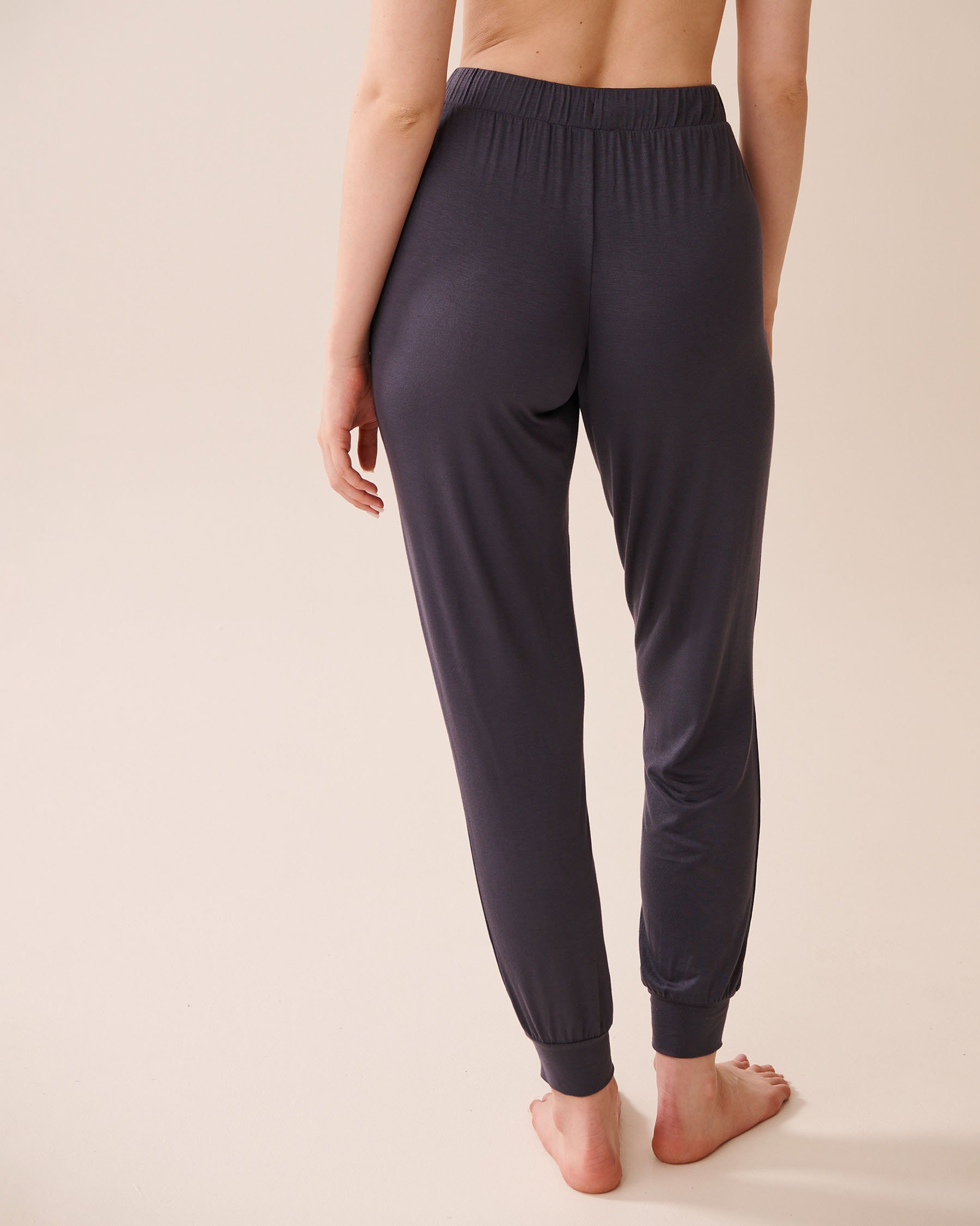 LA VIE EN ROSE Soft Jersey Jogger Pajama Pants Anthracite 60200153 - View2