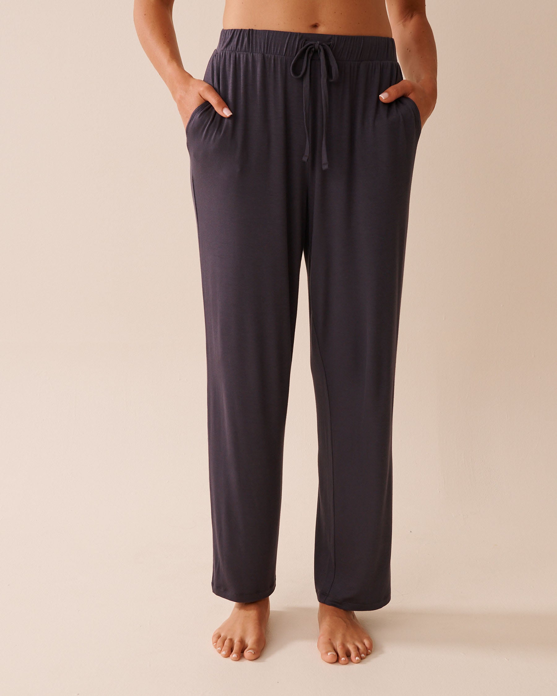 LA VIE EN ROSE Soft Jersey Pajama Pants Anthracite 60200152 - View1