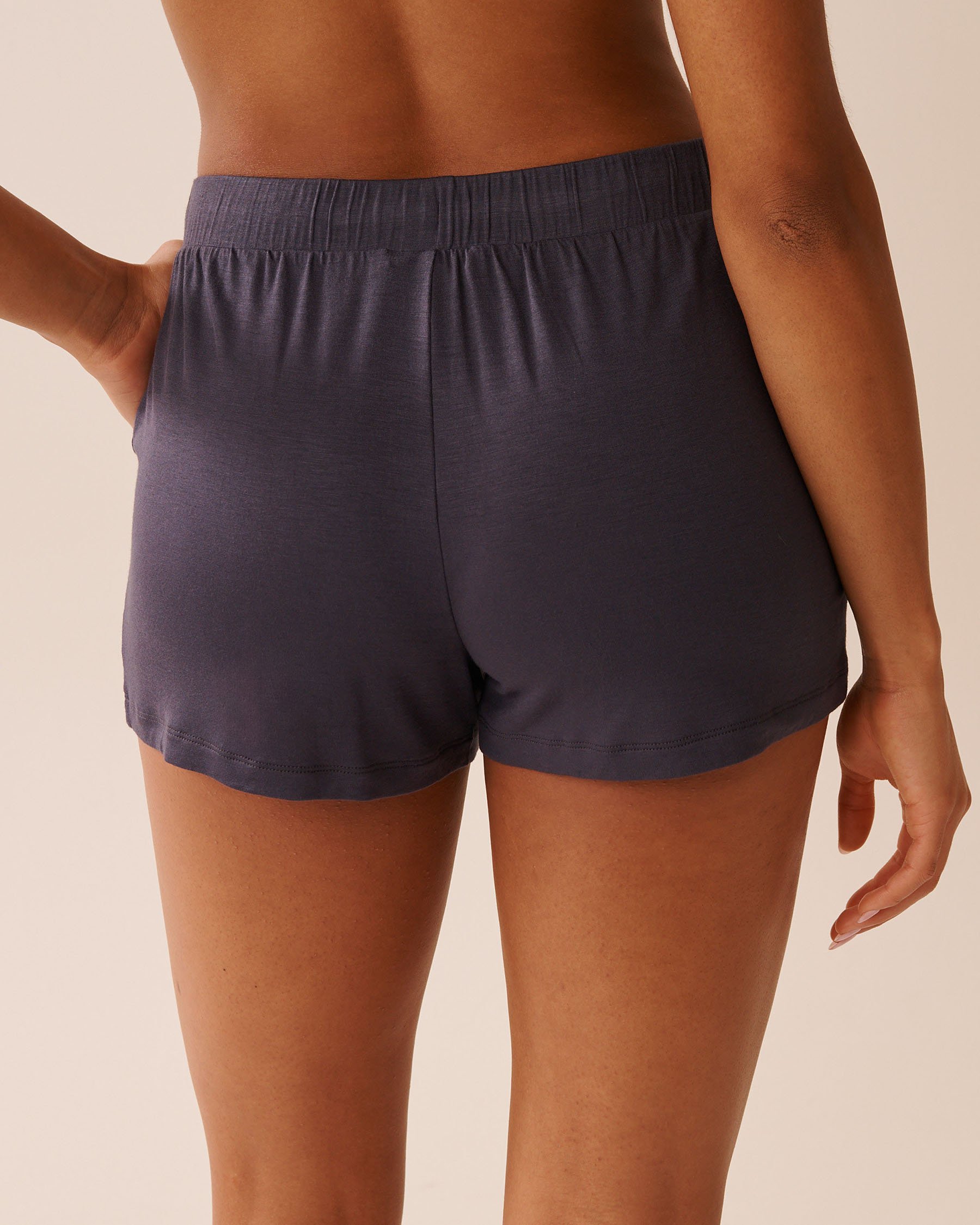 LA VIE EN ROSE Soft Jersey Pajama Shorts Anthracite 60200150 - View2