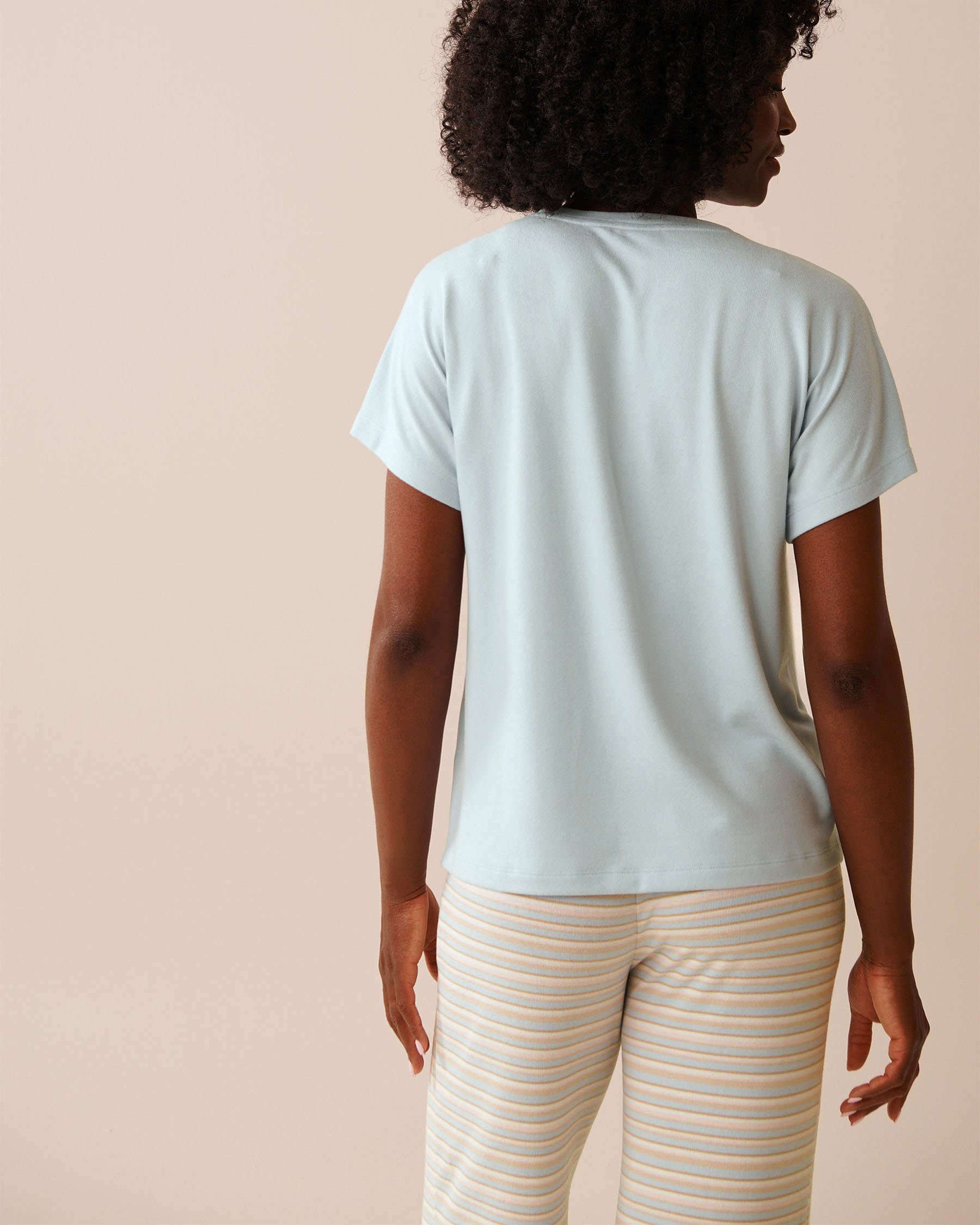 LA VIE EN ROSE T-shirt en fibres recyclées imprimé teckel Bleu pastel 40100775 - Voir2