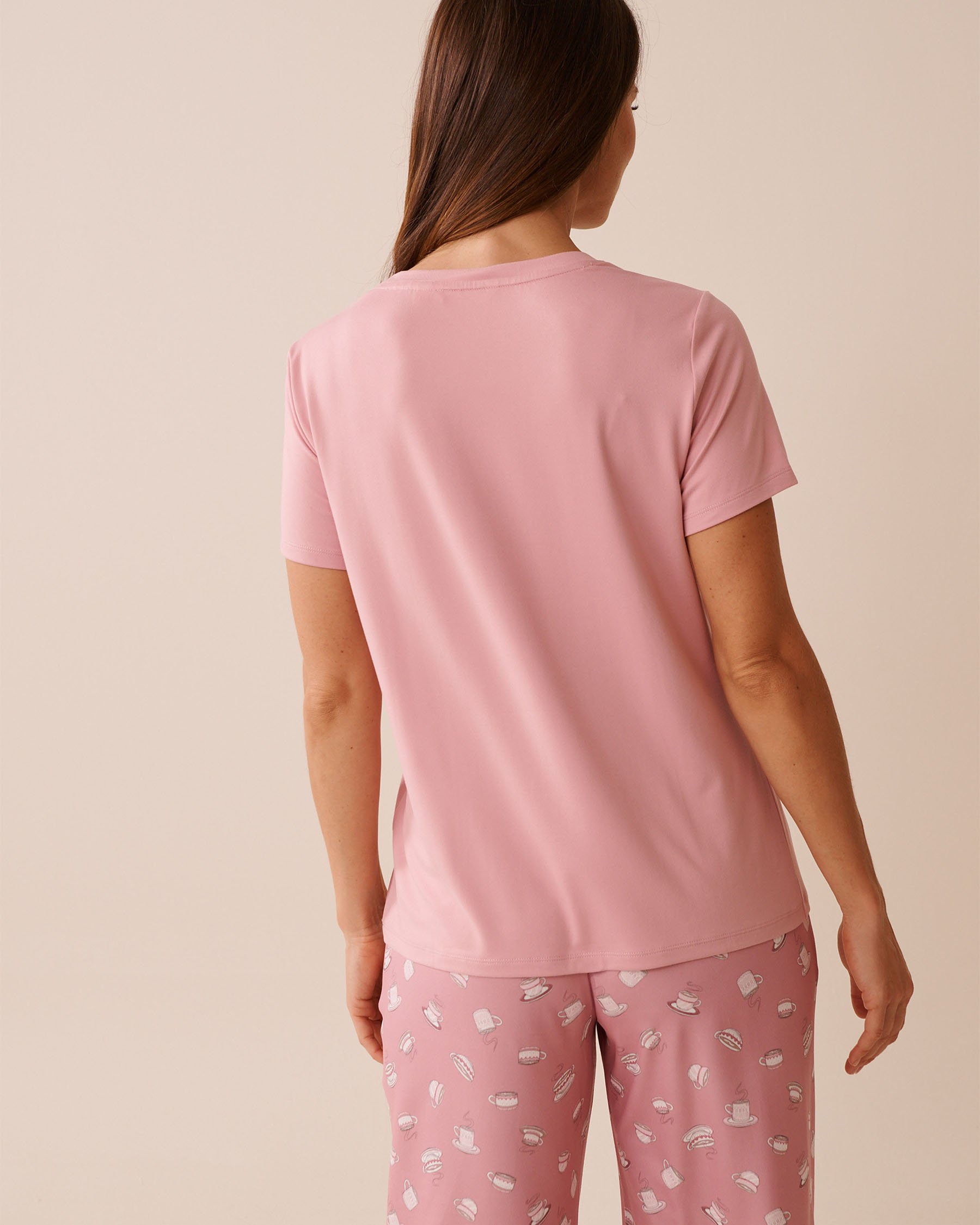 LA VIE EN ROSE Coffee Print Super Soft T-shirt Blush Pink 40100777 - View2