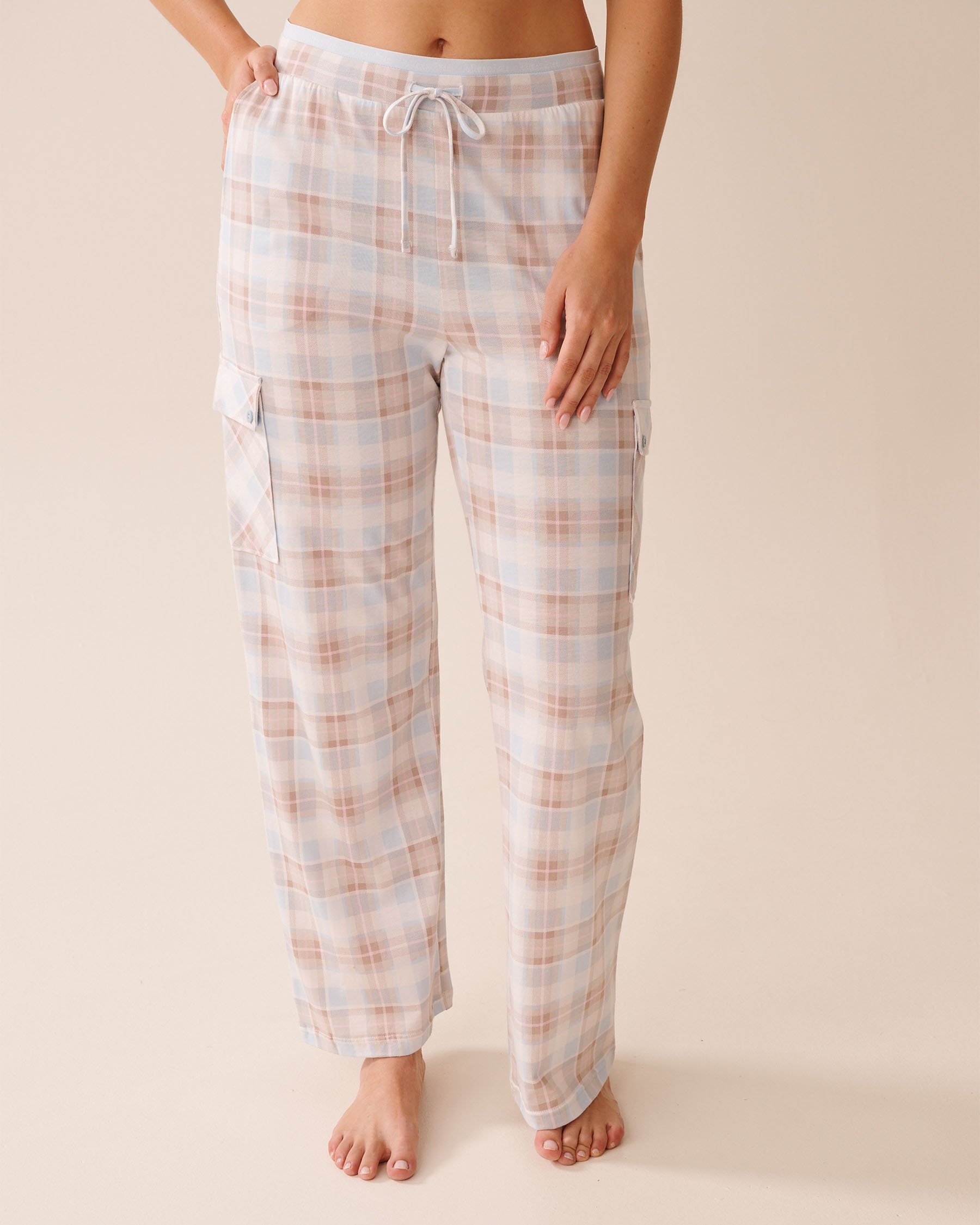 LA VIE EN ROSE Baby Blue Plaid Cargo Pajama Pants Baby Blue Plaid 40200761 - View1