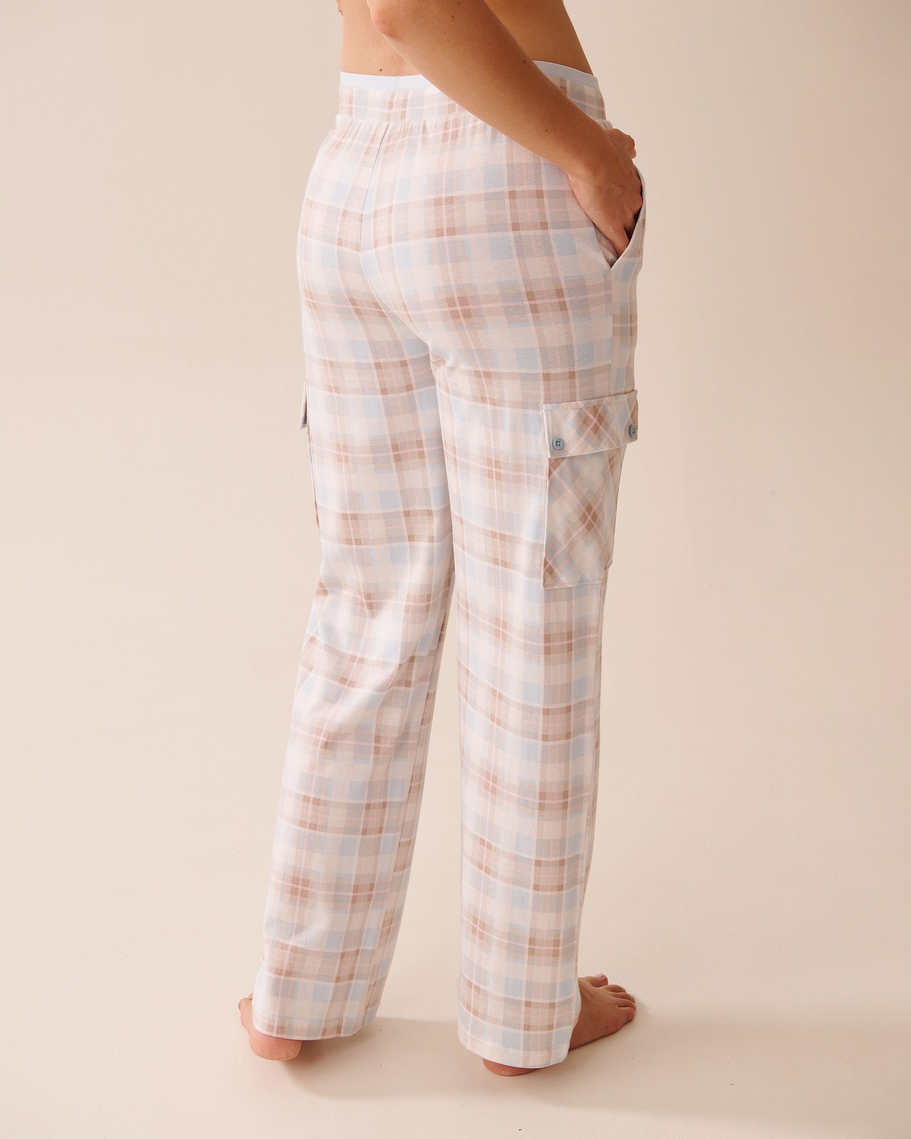 LA VIE EN ROSE Baby Blue Plaid Cargo Pajama Pants Baby Blue Plaid 40200761 - View2