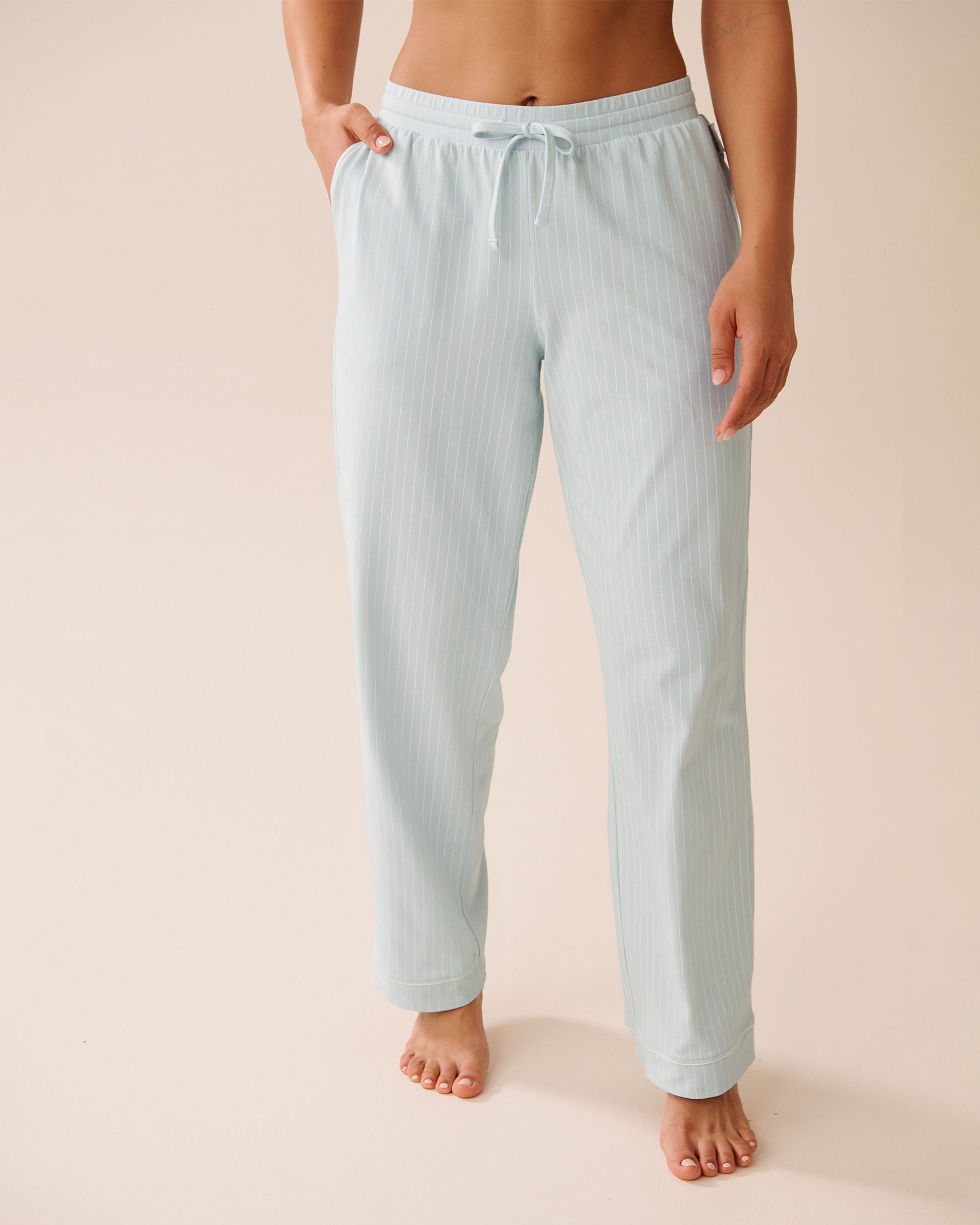 LA VIE EN ROSE Pantalon de pyjama en coton Rayures bleus & blanches 40200771 - Voir1