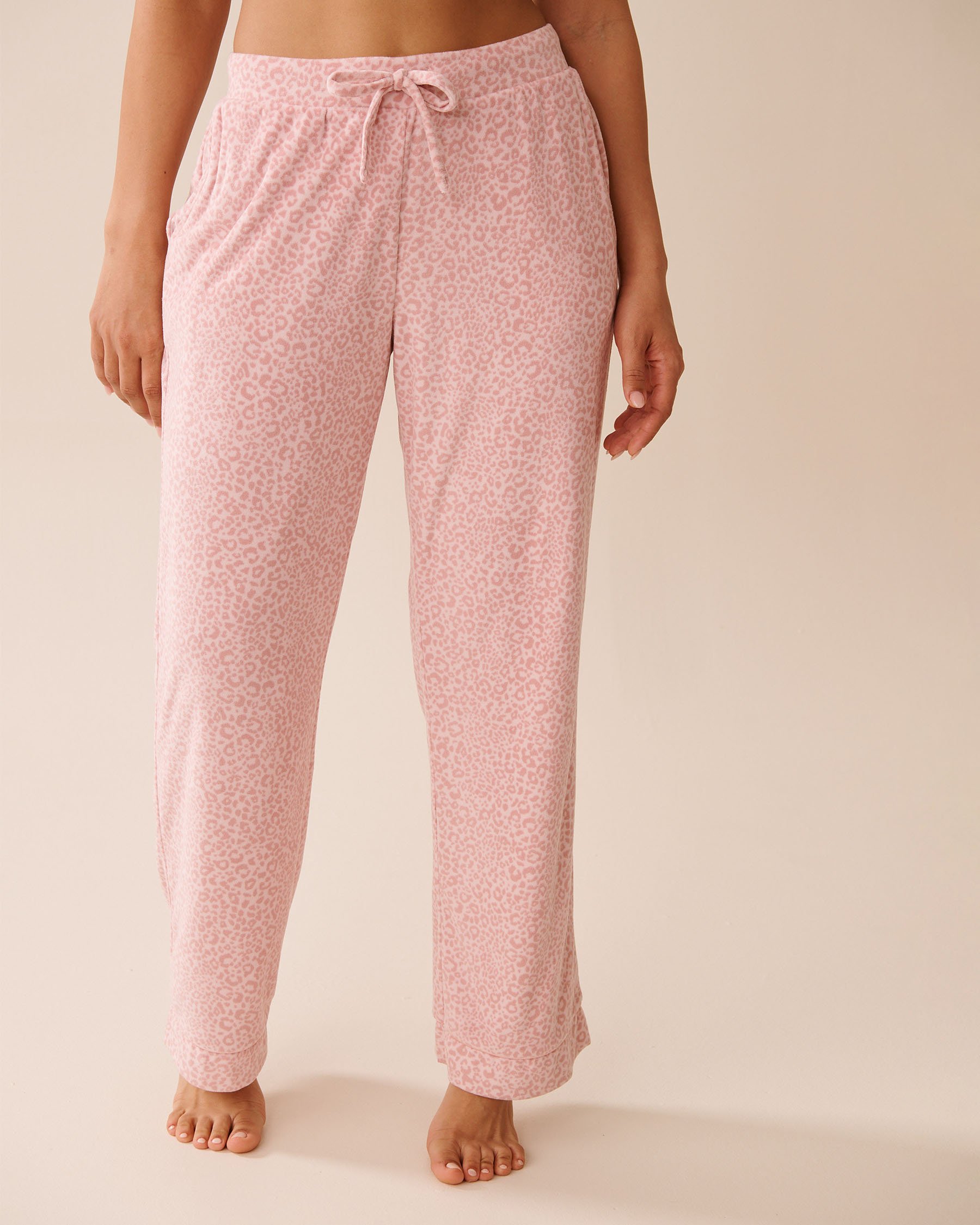 LA VIE EN ROSE Leopard Print Soft Velour PJ Set Pink Leopard 40400086 - View4