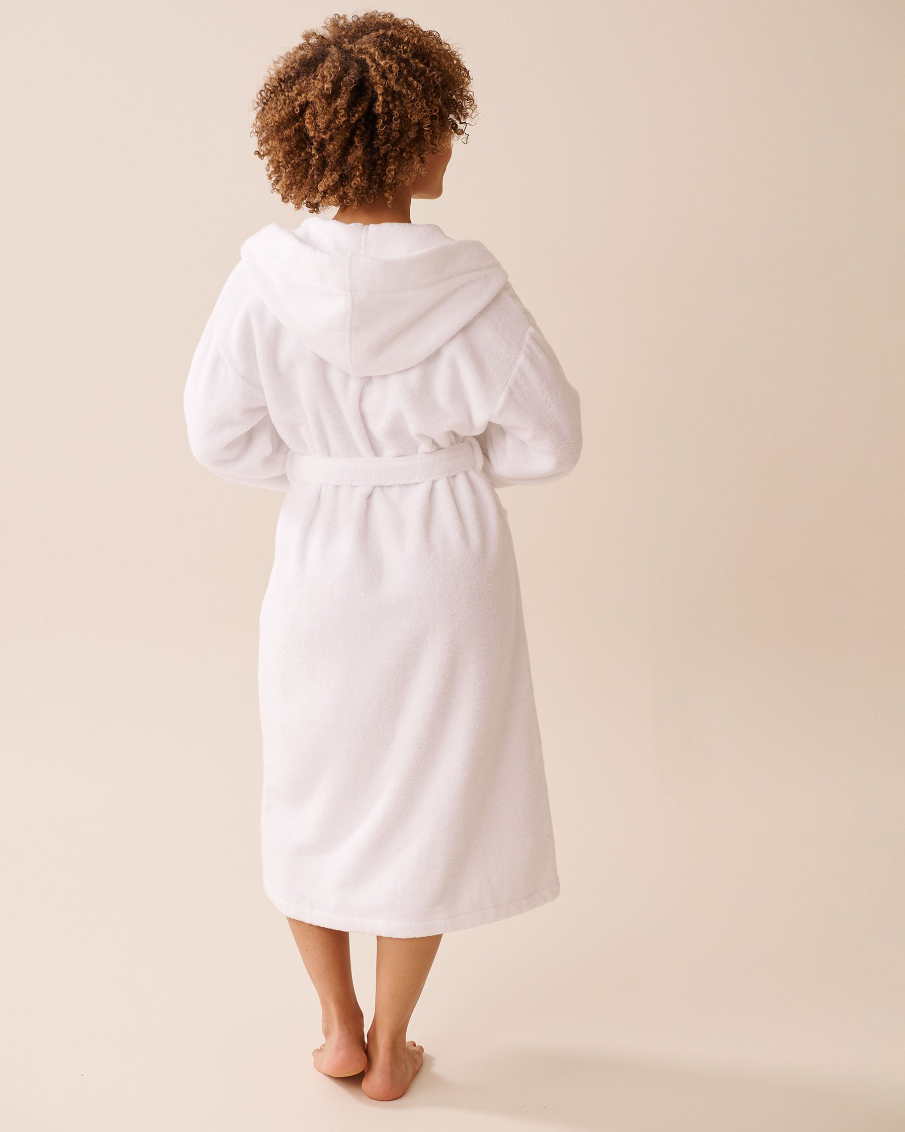LA VIE EN ROSE Peignoir spa à capuche en ratine Blanc 40600212 - Voir2