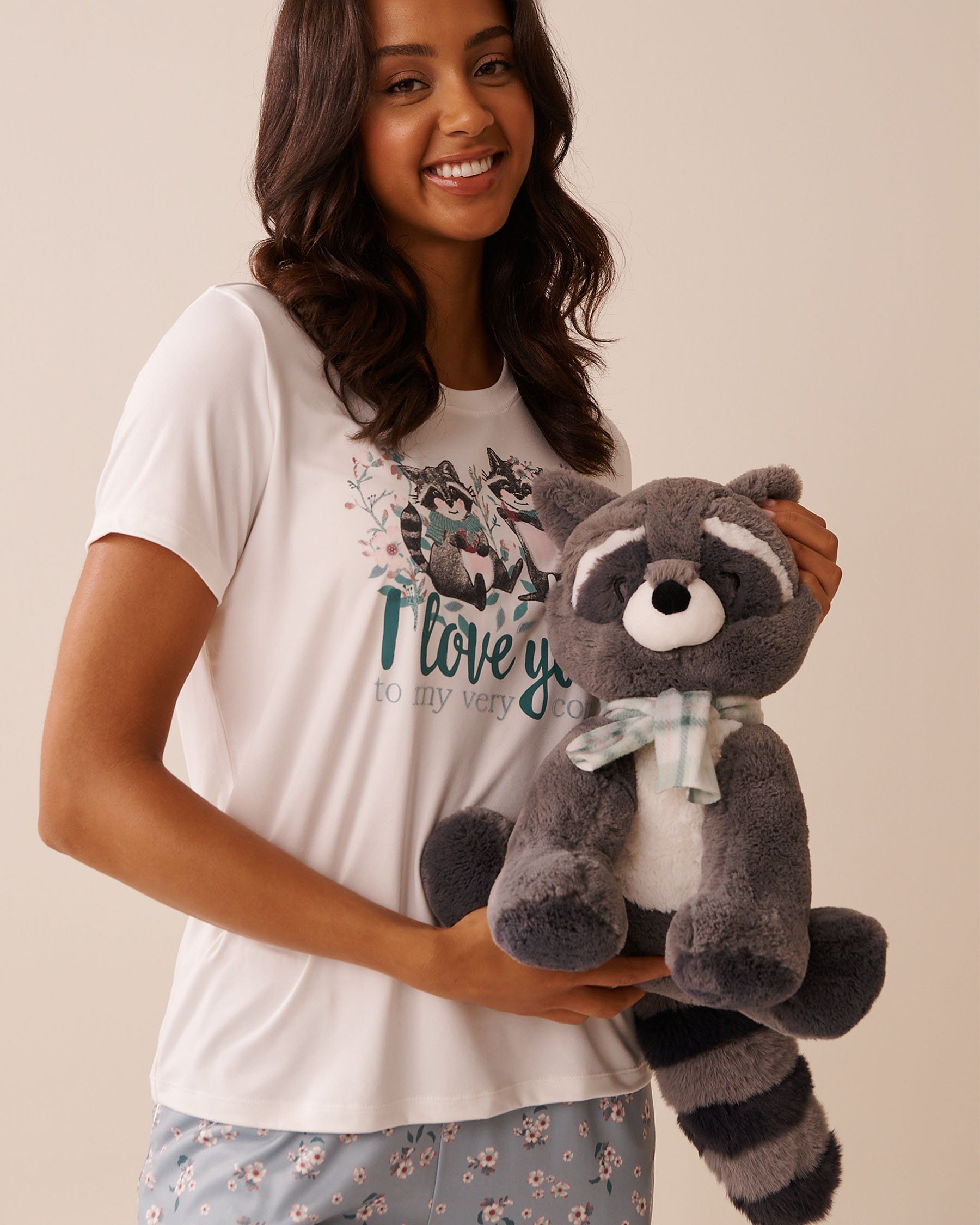 LA VIE EN ROSE Peluche raton laveur Gris 40700421 - Voir3