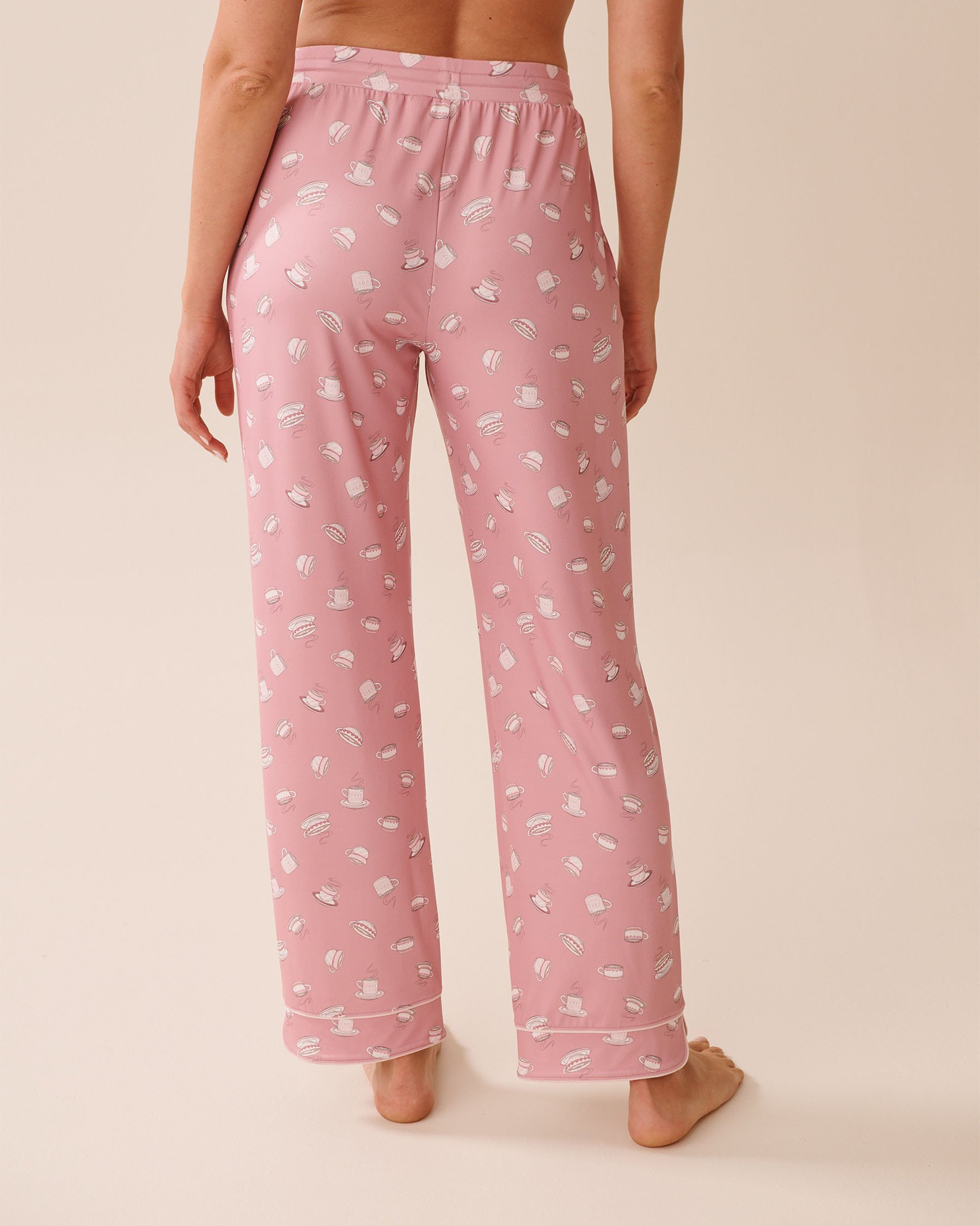 LA VIE EN ROSE Coffee Cup Print Super Soft Pajama Pants Pink/Coffee Cups 40200767 - View2