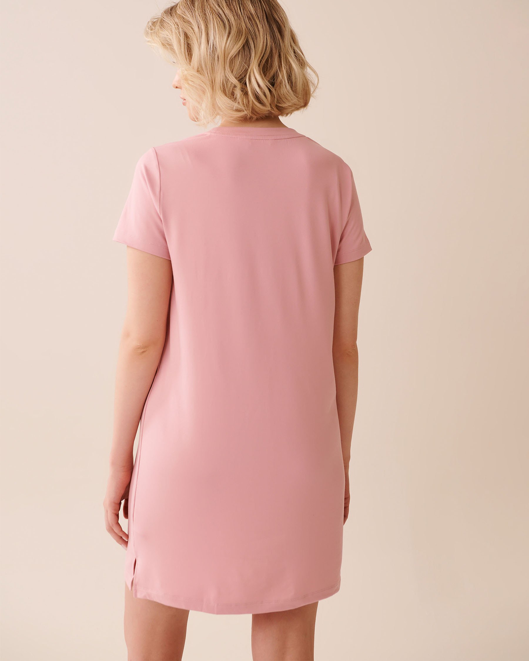 LA VIE EN ROSE Chemise de nuit ultra douce imprimé café Rose porcelaine 40500449 - View2