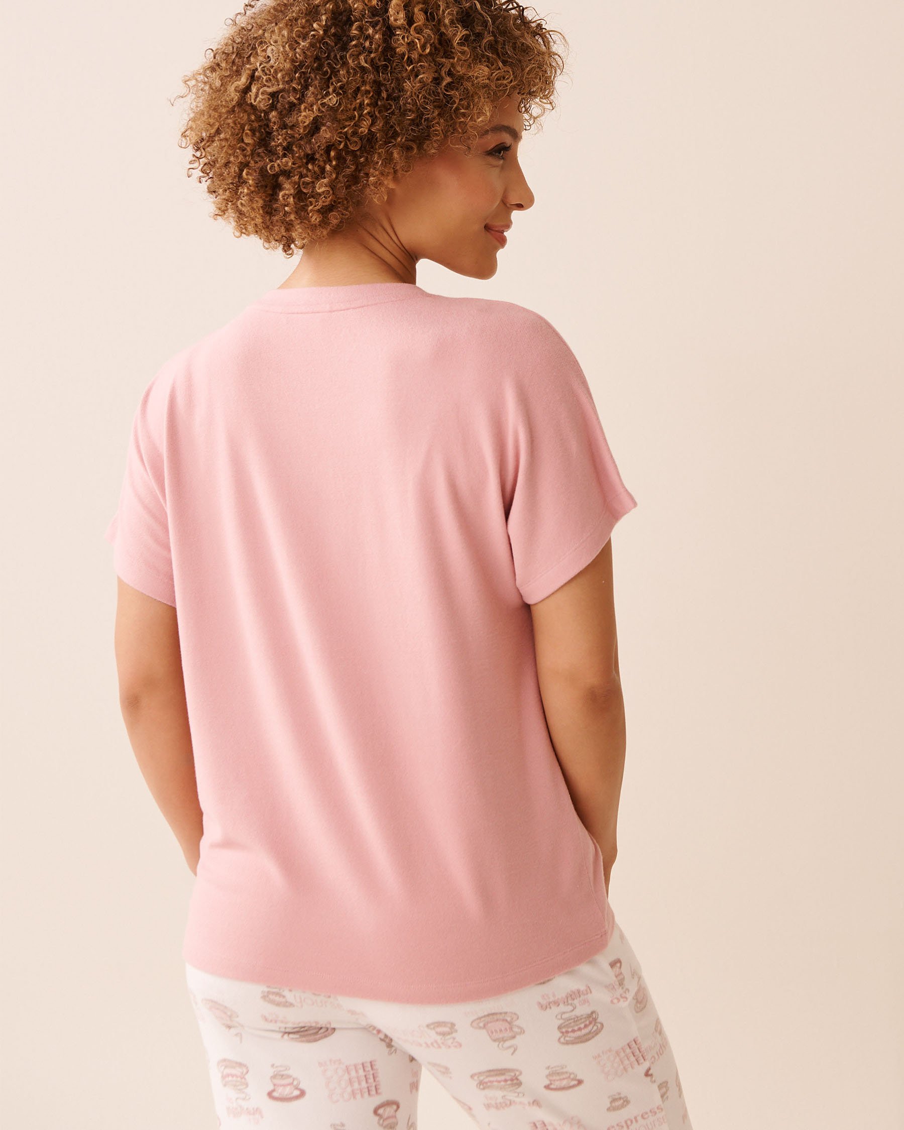 LA VIE EN ROSE Espresso Print Recycled Fibers Crew Neck T-shirt Blush Pink 40100775 - View2