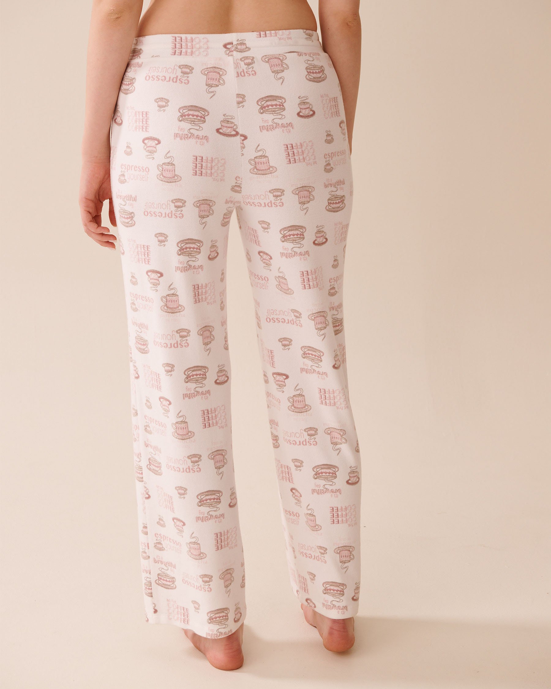 LA VIE EN ROSE Espresso Print Recycled Fibers Pajama Pants White/Espresso 40200765 - View2