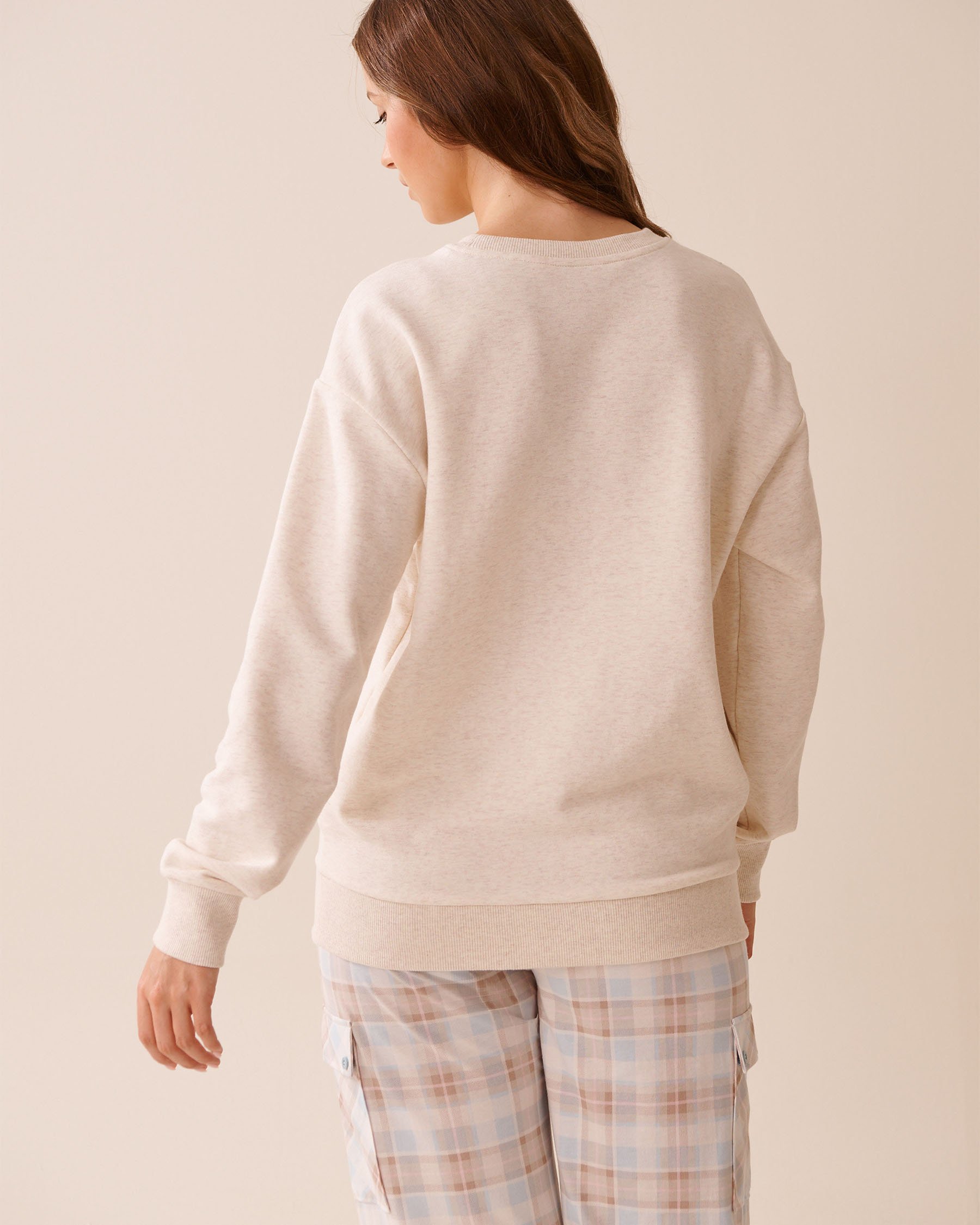 LA VIE EN ROSE Chandail manches longues en molleton Beige clair 40100779 - View2