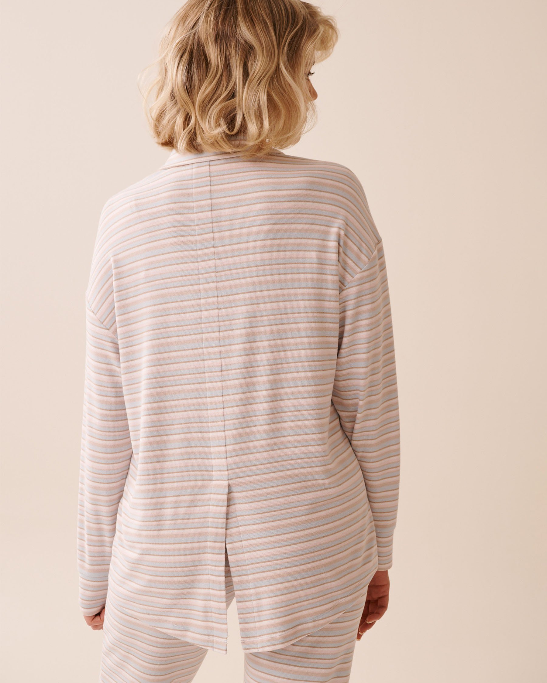 LA VIE EN ROSE Pastel Stripe Recycled Fibers Button-down Shirt Pastel Stripes 40100776 - View2