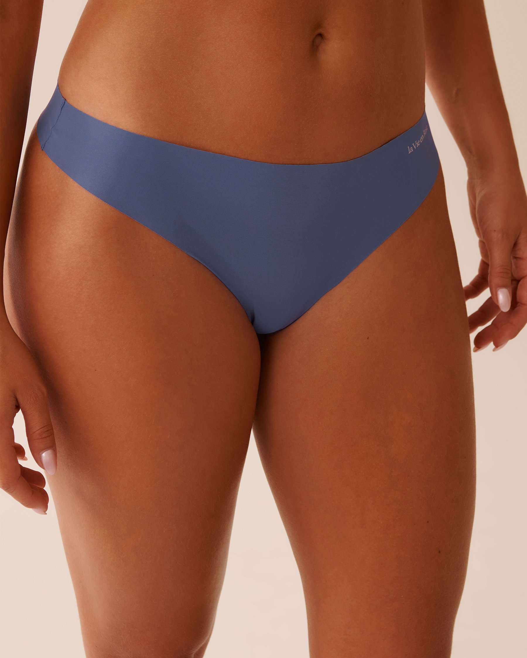 LA VIE EN ROSE Culotte tanga microfibre invisible Bleu gris 20200679 - Voir1