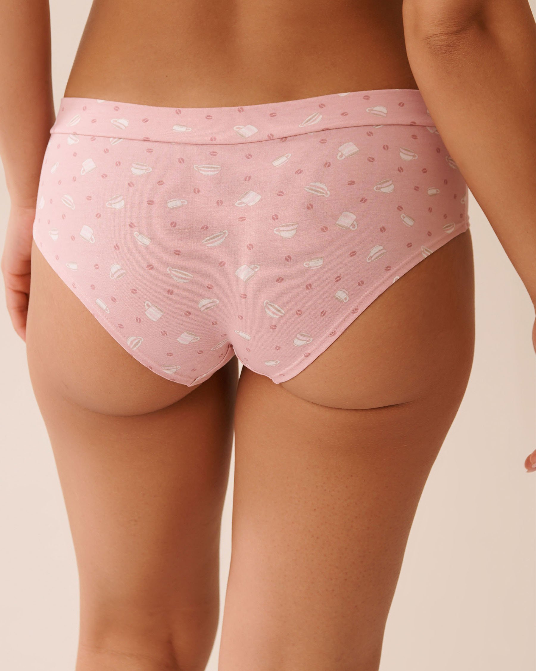 LA VIE EN ROSE Cotton Hiphugger Panty Blush Pink/Coffee Cups 20100640 - View2