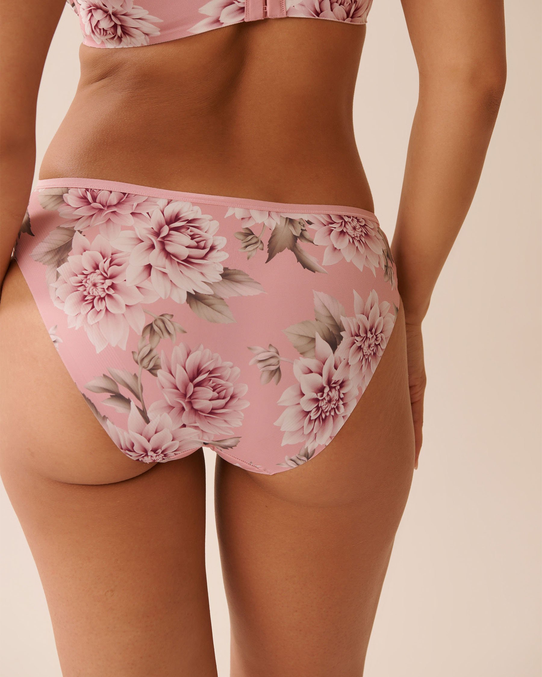 LA VIE EN ROSE Microfiber Sleek Back Bikini Panty Pink Dahlias 20300435 - View2