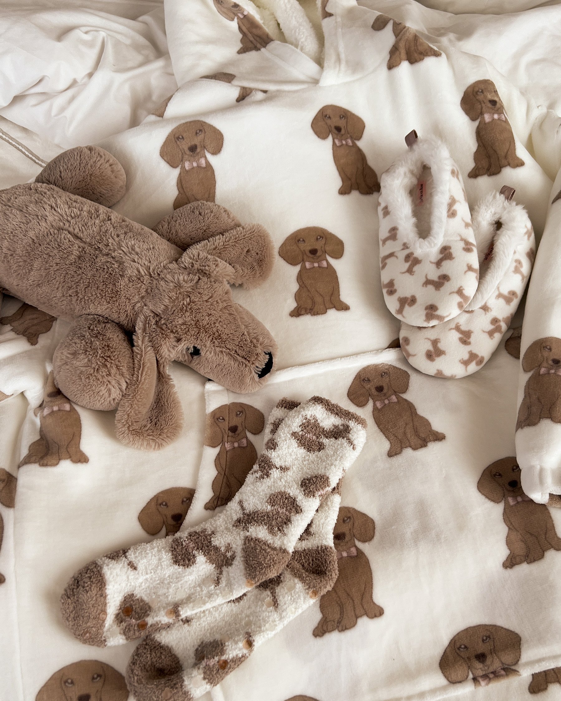 LA VIE EN ROSE Bas teckel en peluche douce Blanc/Teckels 40700417 - Voir6