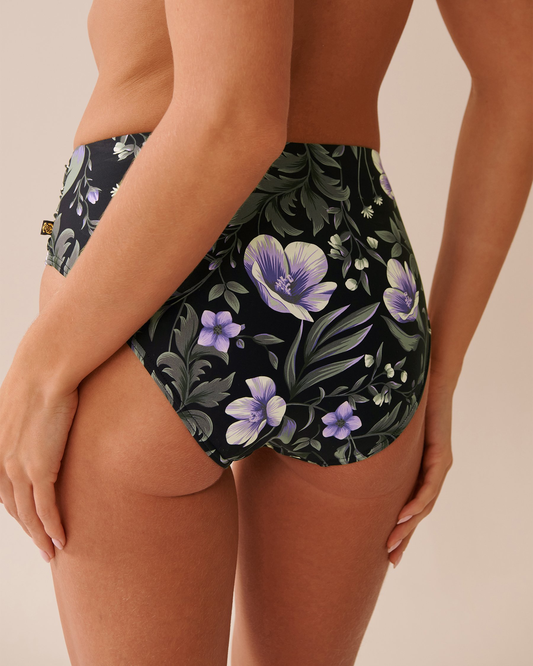 LA VIE EN ROSE AQUA AFTER DARK BLOOMS Draped Mid Waist Bikini Bottom After Dark Blooms 70300783 - View3