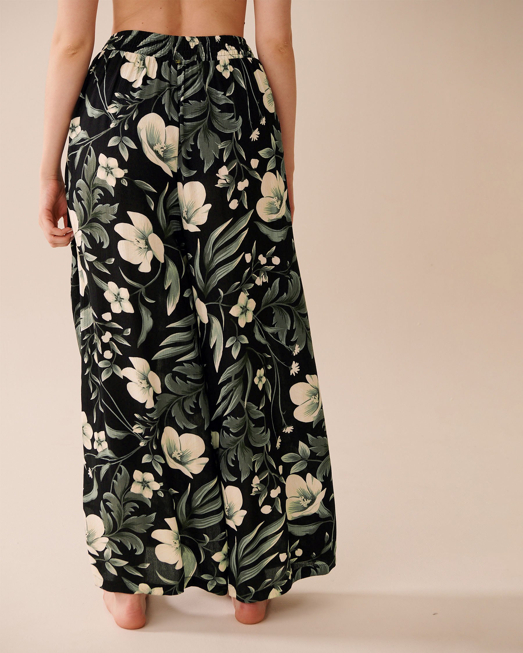 LA VIE EN ROSE AQUA Pantalon fendu en gaze Fleurs de nuit 80200077 - Voir4