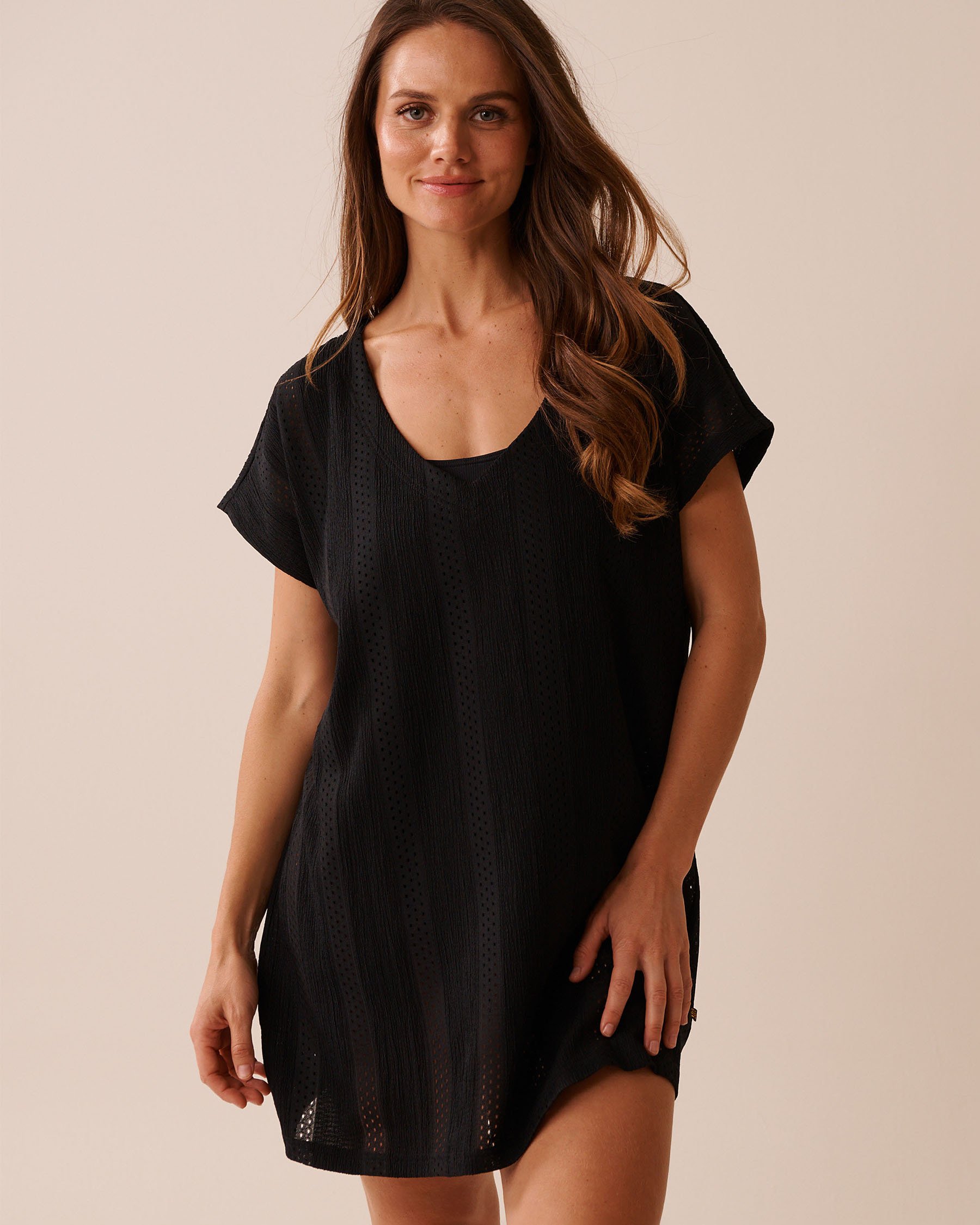 LA VIE EN ROSE AQUA Tunique col en V froissée Noir 80400071 - Voir1