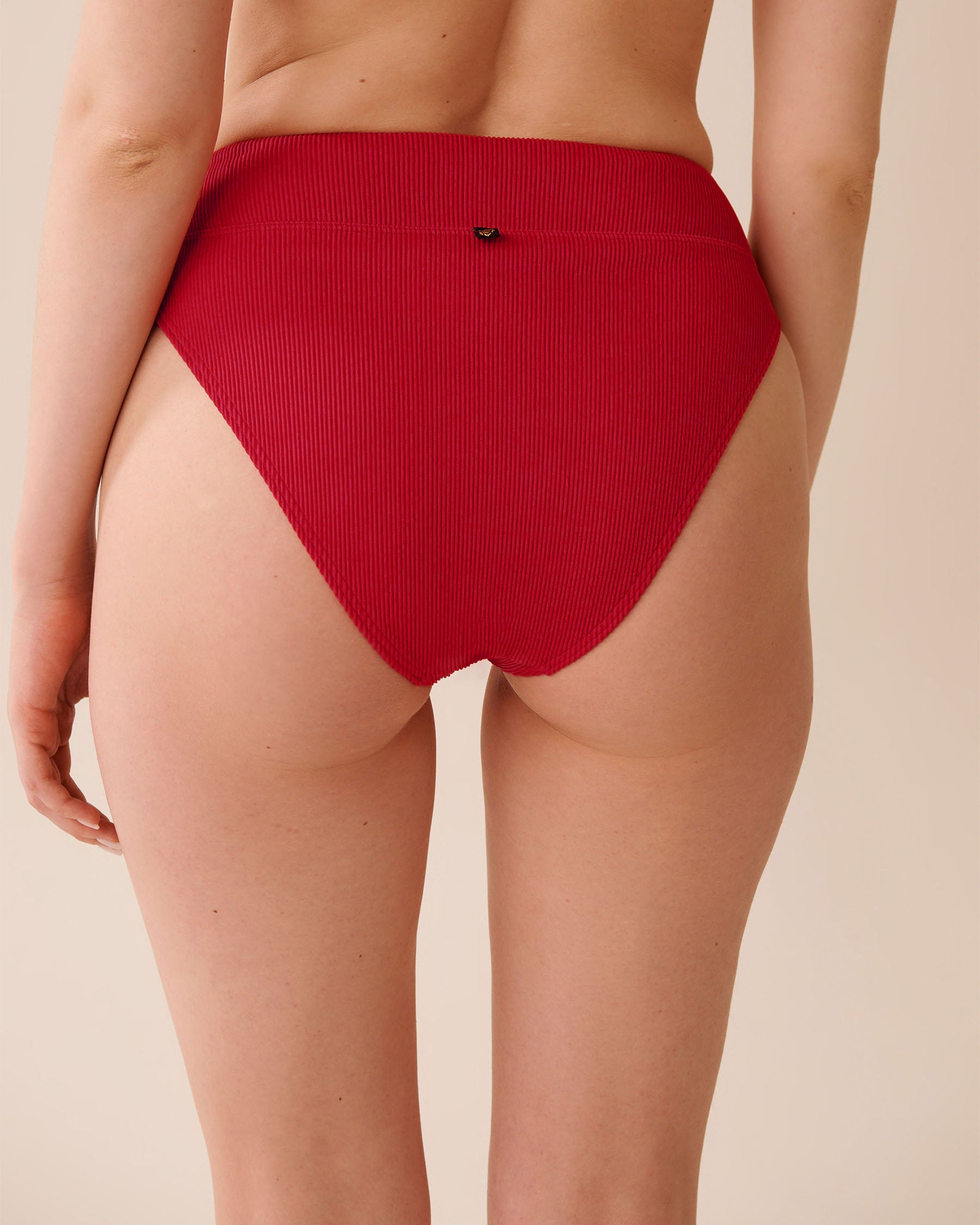 LA VIE EN ROSE AQUA JALAPEÑO RED Ribbed High Waist Brazilian Bikini Bottom Jalapeño Red 70300789 - View2