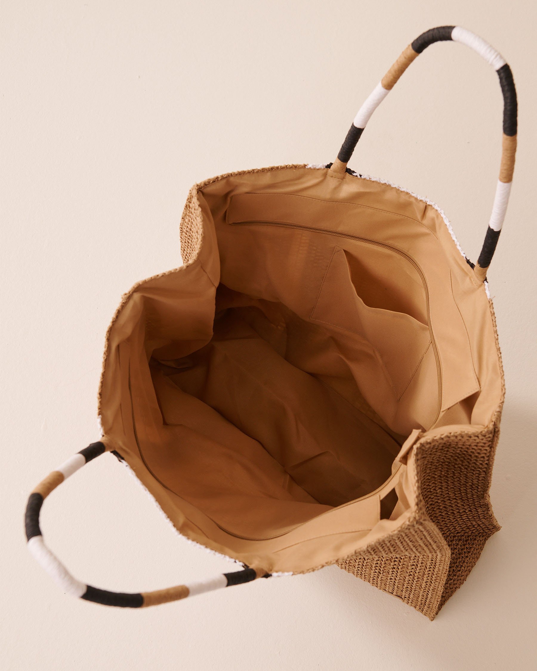 LA VIE EN ROSE AQUA Sac en paille trois teintes Brun miel 80500115 - View2