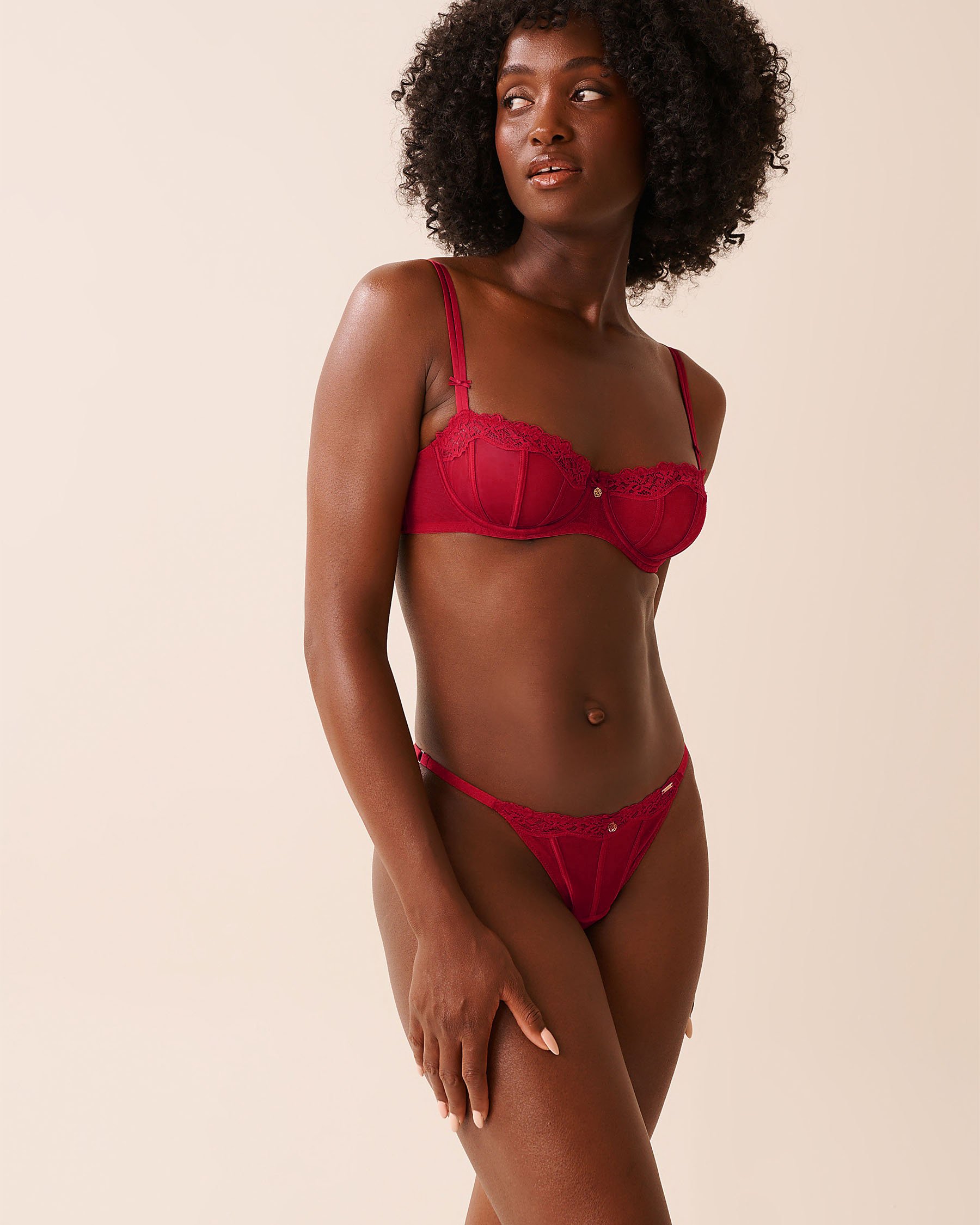 LA VIE EN ROSE Unlined Balconette Bra Merry Red 10100202 - View3
