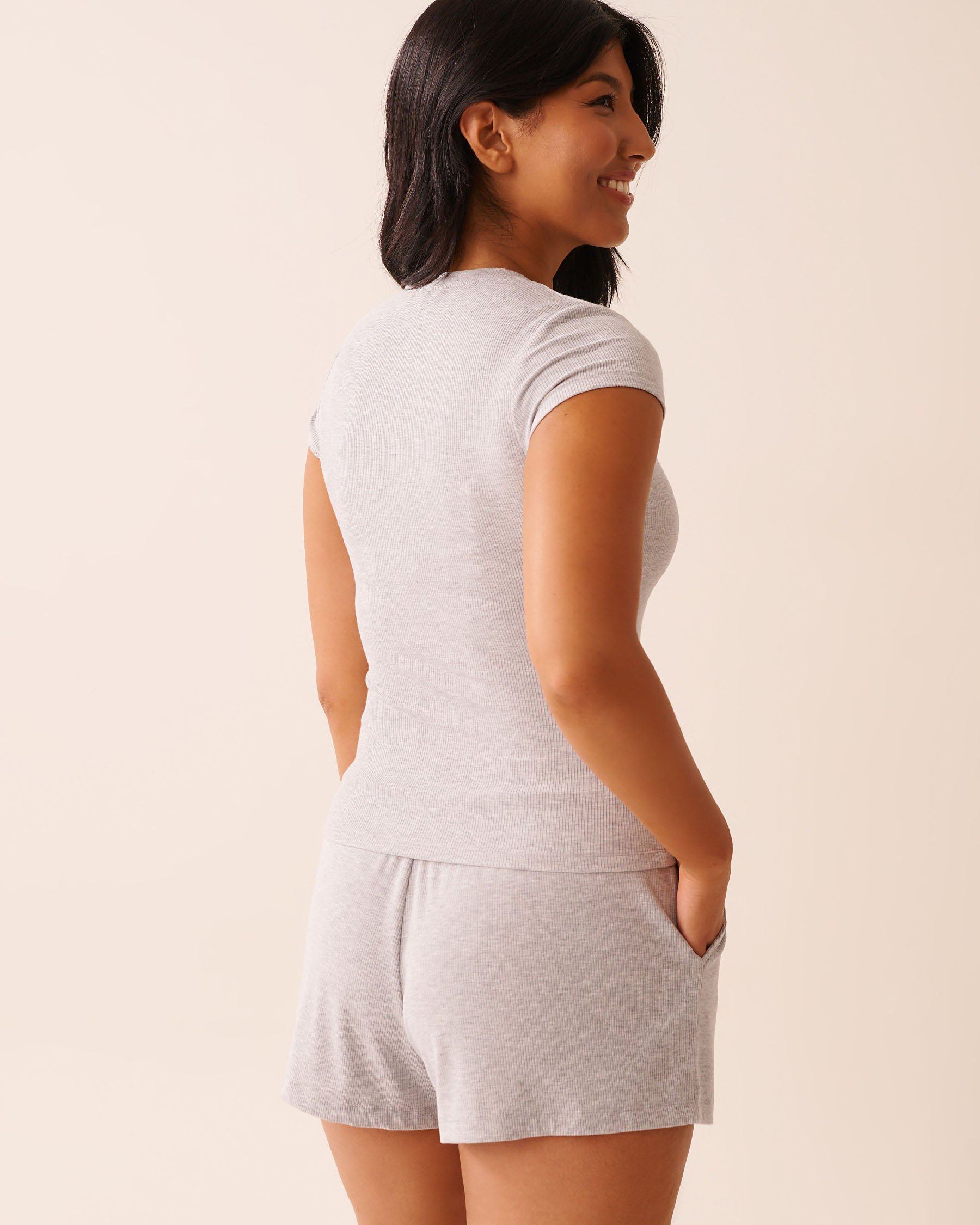 LA VIE EN ROSE T-shirt en modal côtelé Gris 60100172 LA VIE EN ROSE T-shirt en modal côtelé Gris 60100172 - View2