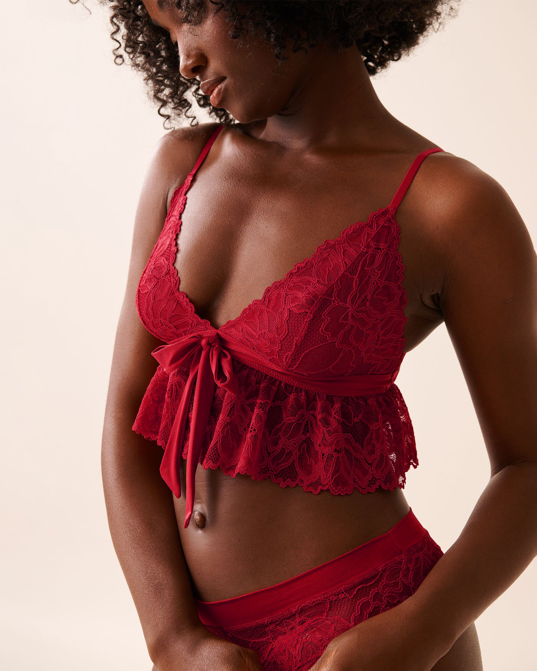 LA VIE EN ROSE Ensemble 2 pièces en dentelle florale Rouge joyeux 60400062 - View3