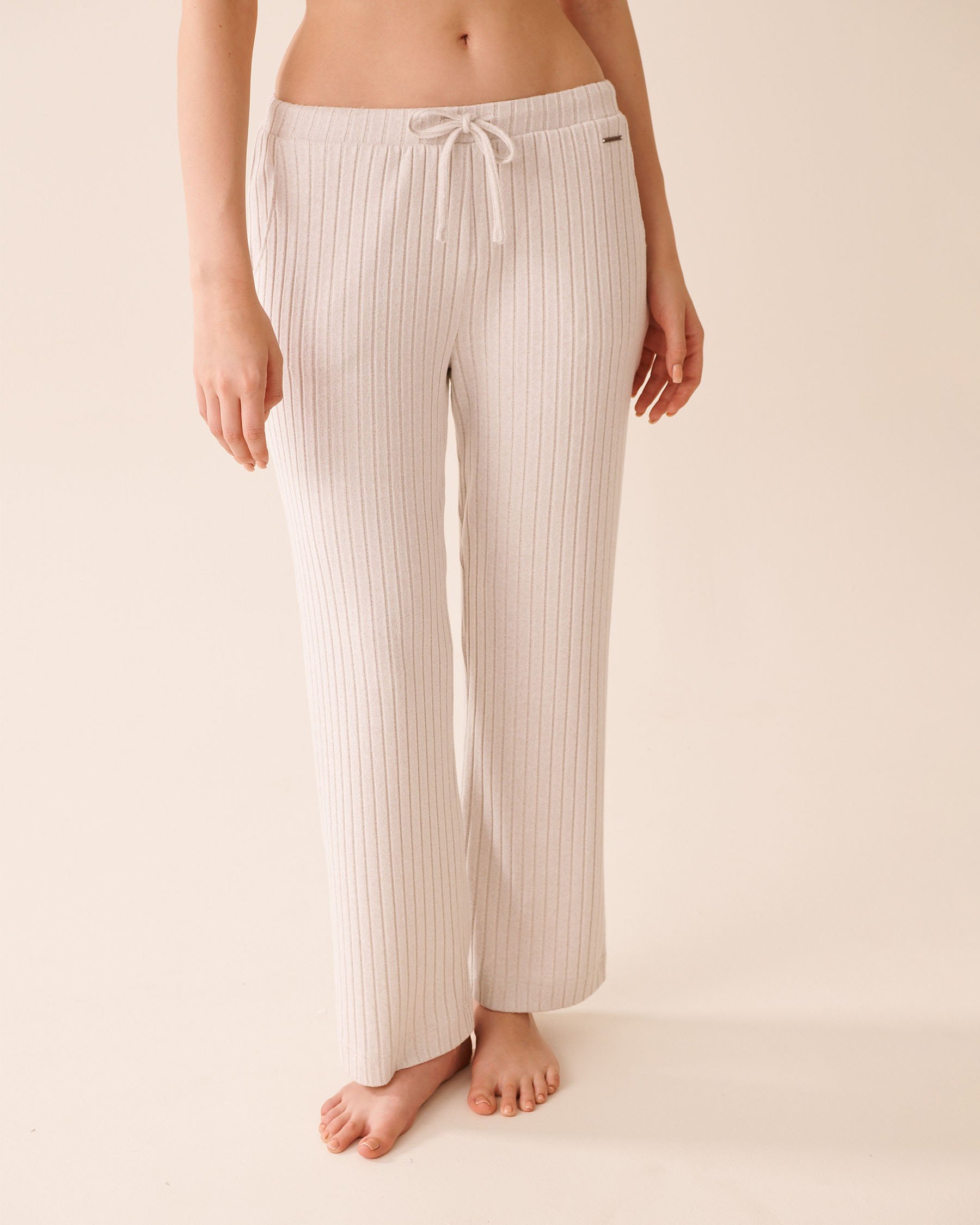 LA VIE EN ROSE Ribbed Wide Leg Pants Beige 50200105 - View1