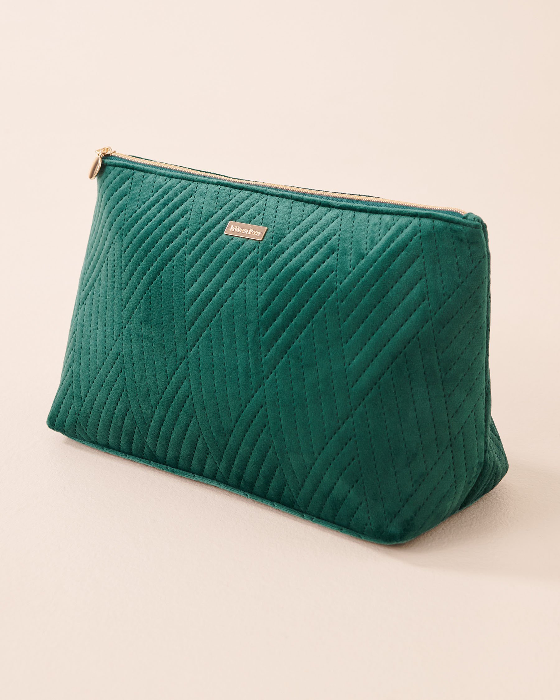 LA VIE EN ROSE 2-in-1 Velvet Cosmetic Bag Fir Green 40700428 - View2