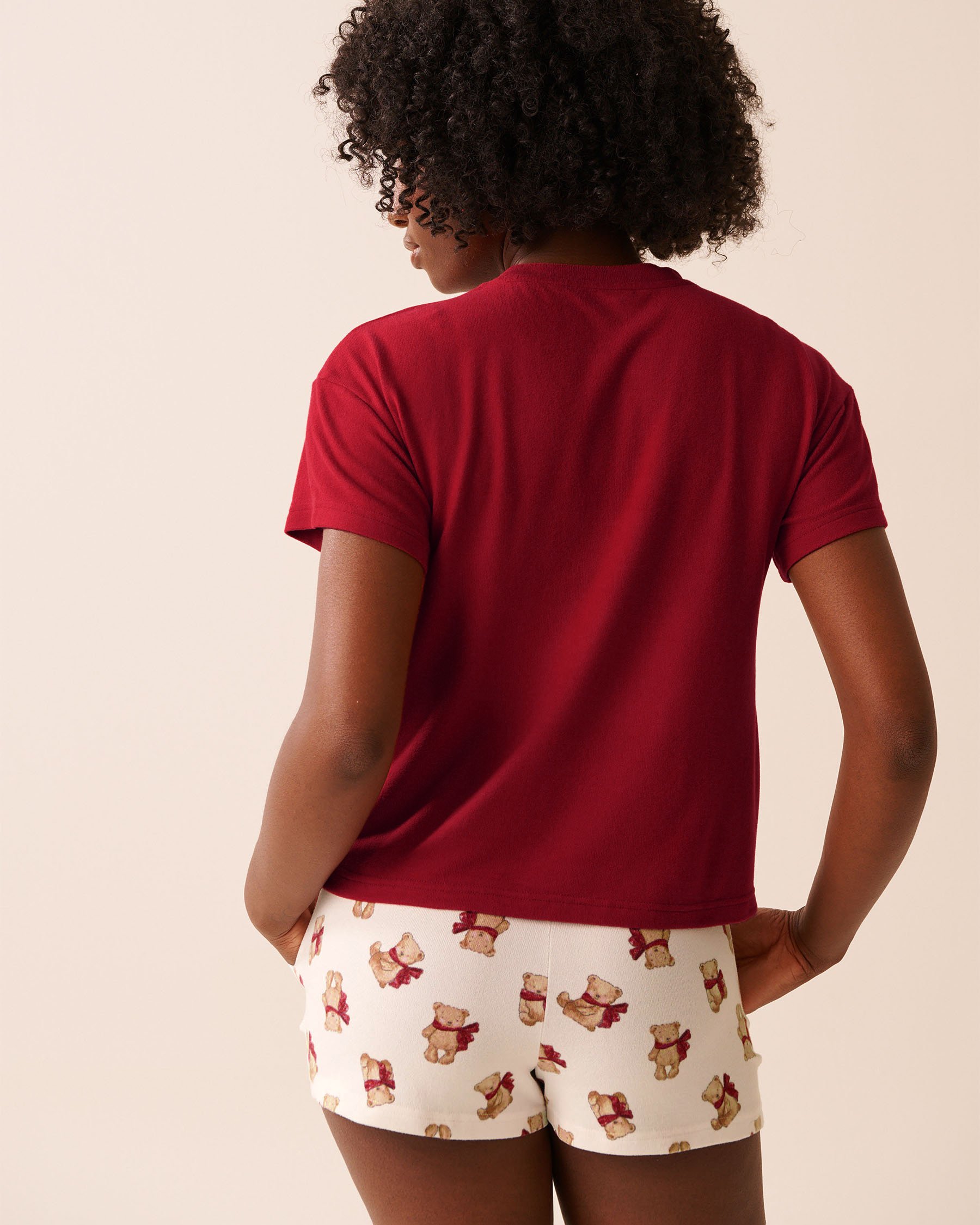 LA VIE EN ROSE T-shirt en fibres recyclées imprimé ourson Rouge/Oursons 40100791 LA VIE EN ROSE T-shirt en fibres recyclées imprimé ourson Rouge/Oursons 40100791 - View4