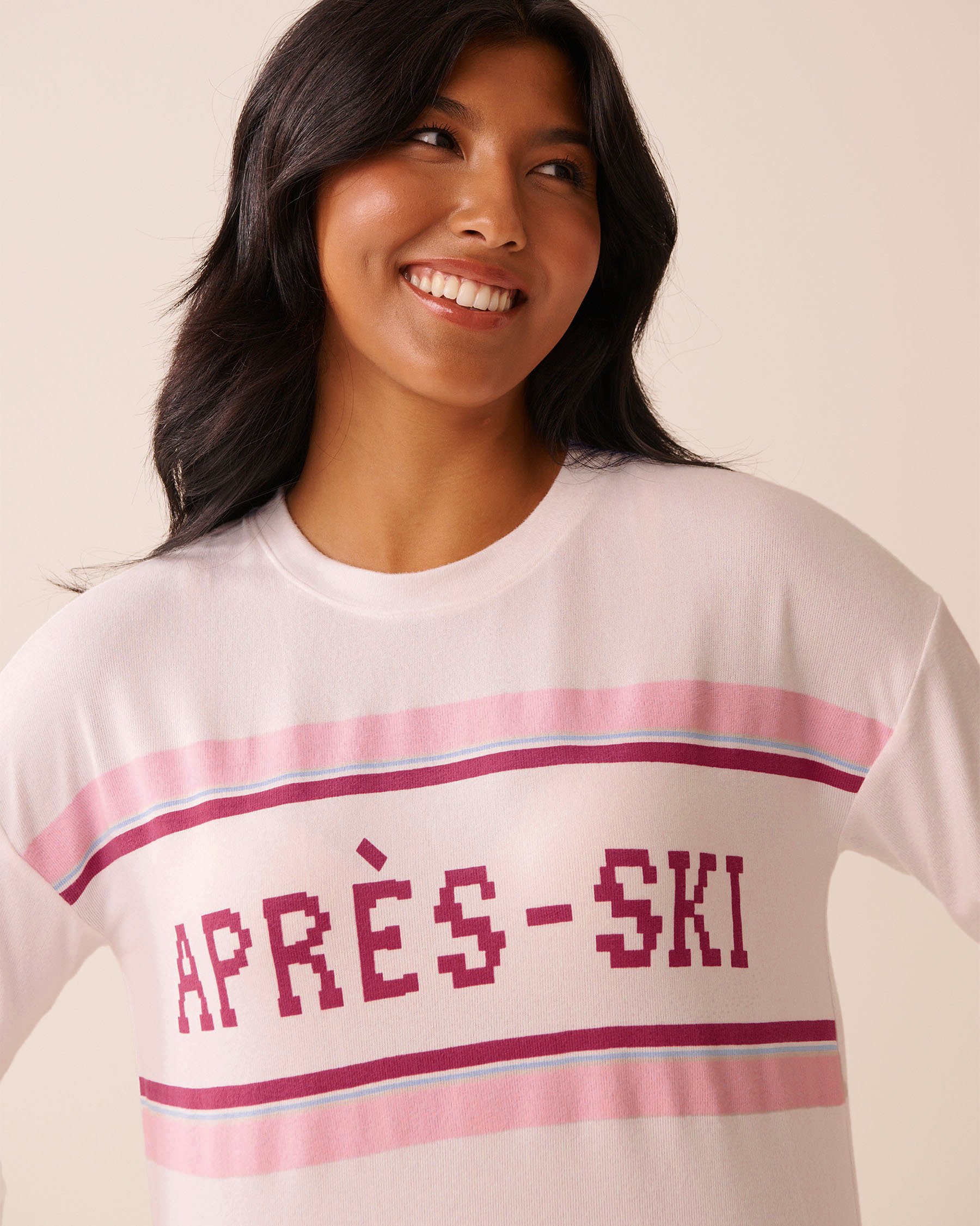 LA VIE EN ROSE Après-ski Print Recycled Fibers Long Sleeve Shirt Snow White 40100792 LA VIE EN ROSE Après-ski Print Recycled Fibers Long Sleeve Shirt Snow White 40100792 - View3