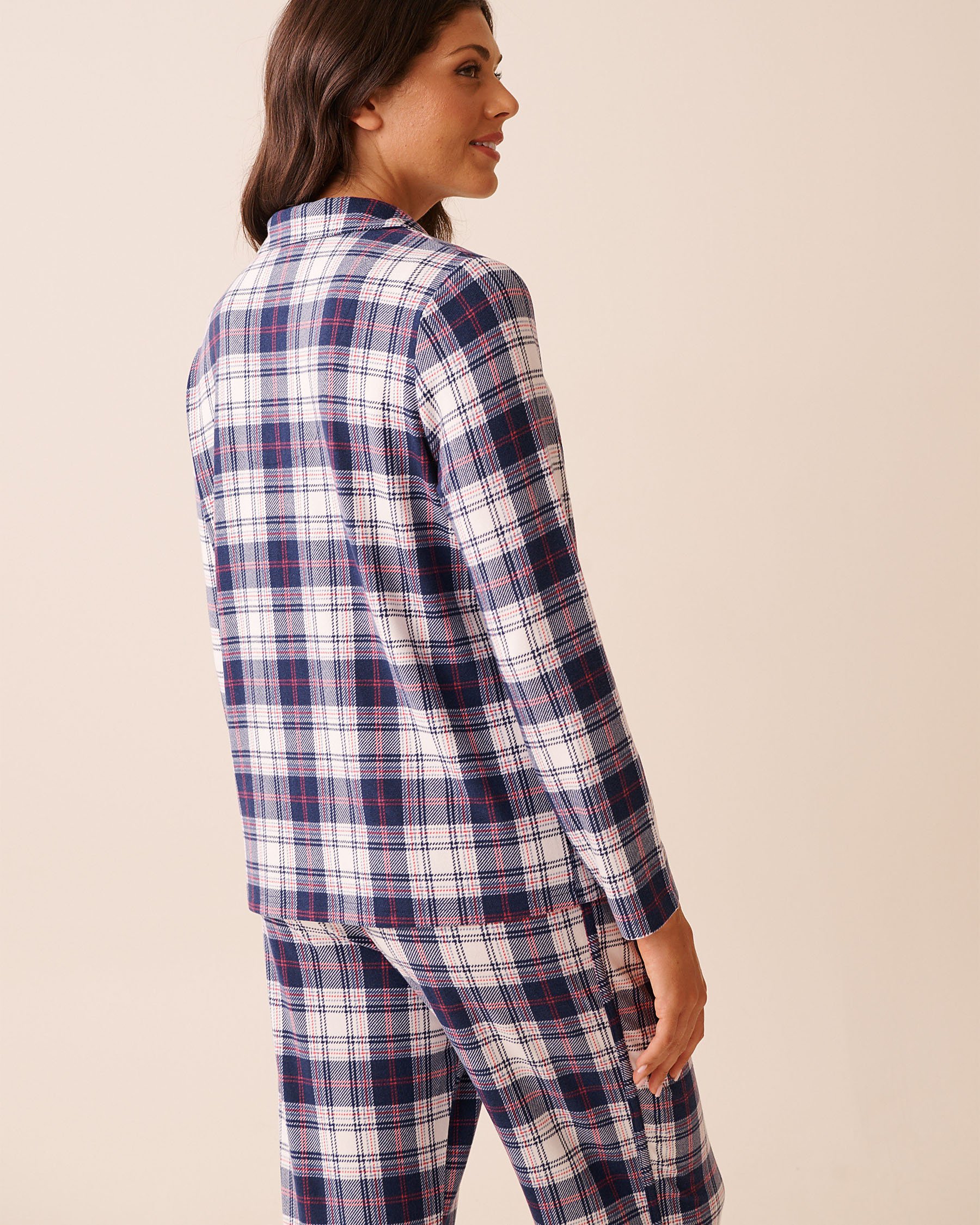 LA VIE EN ROSE Chemisier manches courtes en fibres recyclées carreaux bleus Carreaux bleus 40100796 LA VIE EN ROSE Chemisier manches courtes en fibres recyclées carreaux bleus Carreaux bleus 40100796 - View2