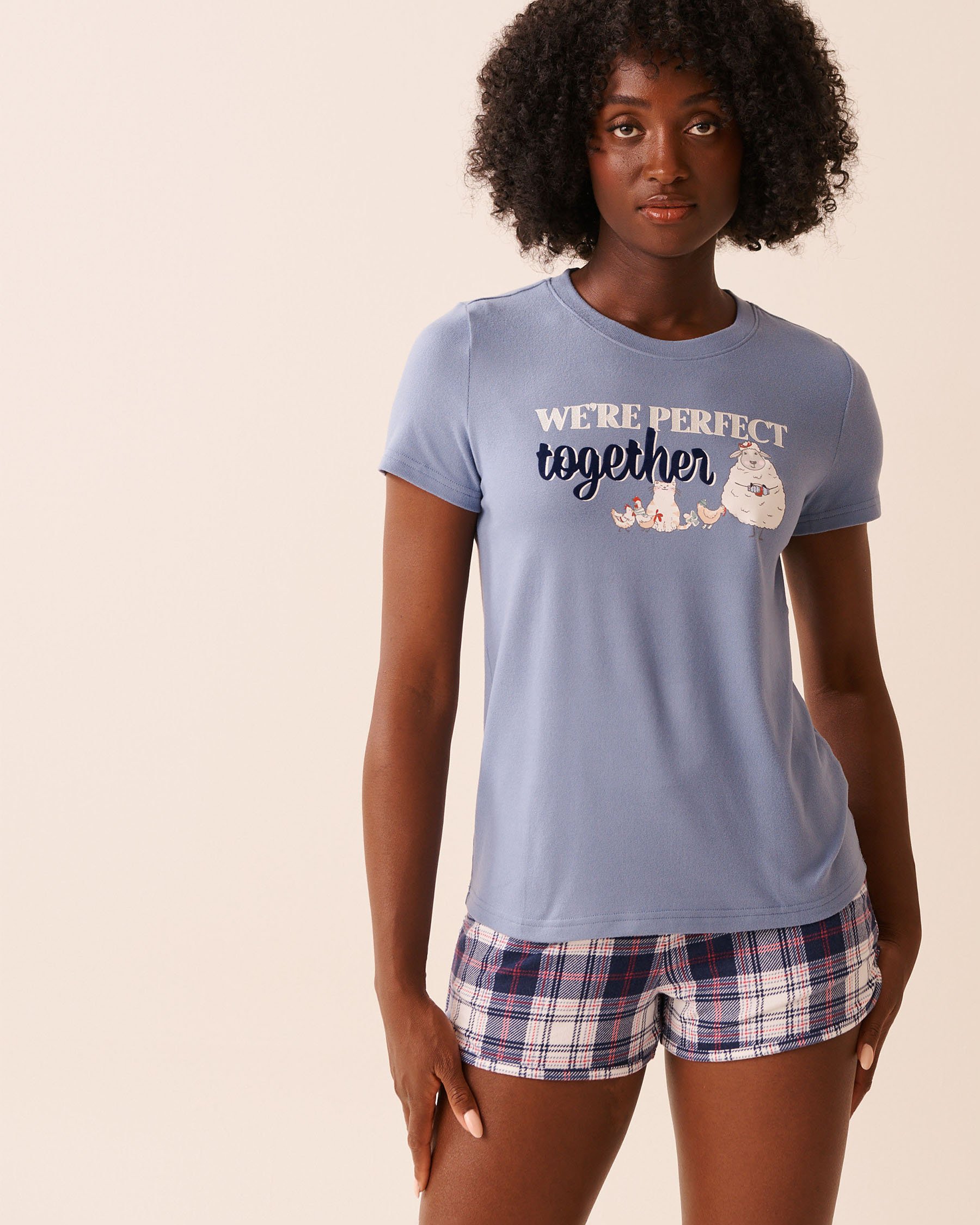 LA VIE EN ROSE T-shirt en fibres recyclées imprimé amis de la ferme Bleu nuageux 40100797 LA VIE EN ROSE T-shirt en fibres recyclées imprimé amis de la ferme Bleu nuageux 40100797 - View1